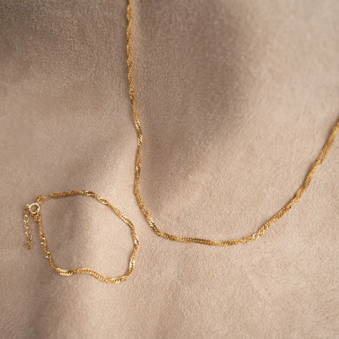 Sisi Copenhagen Leonora smykkesæt forgyldt halskæde+armbånd