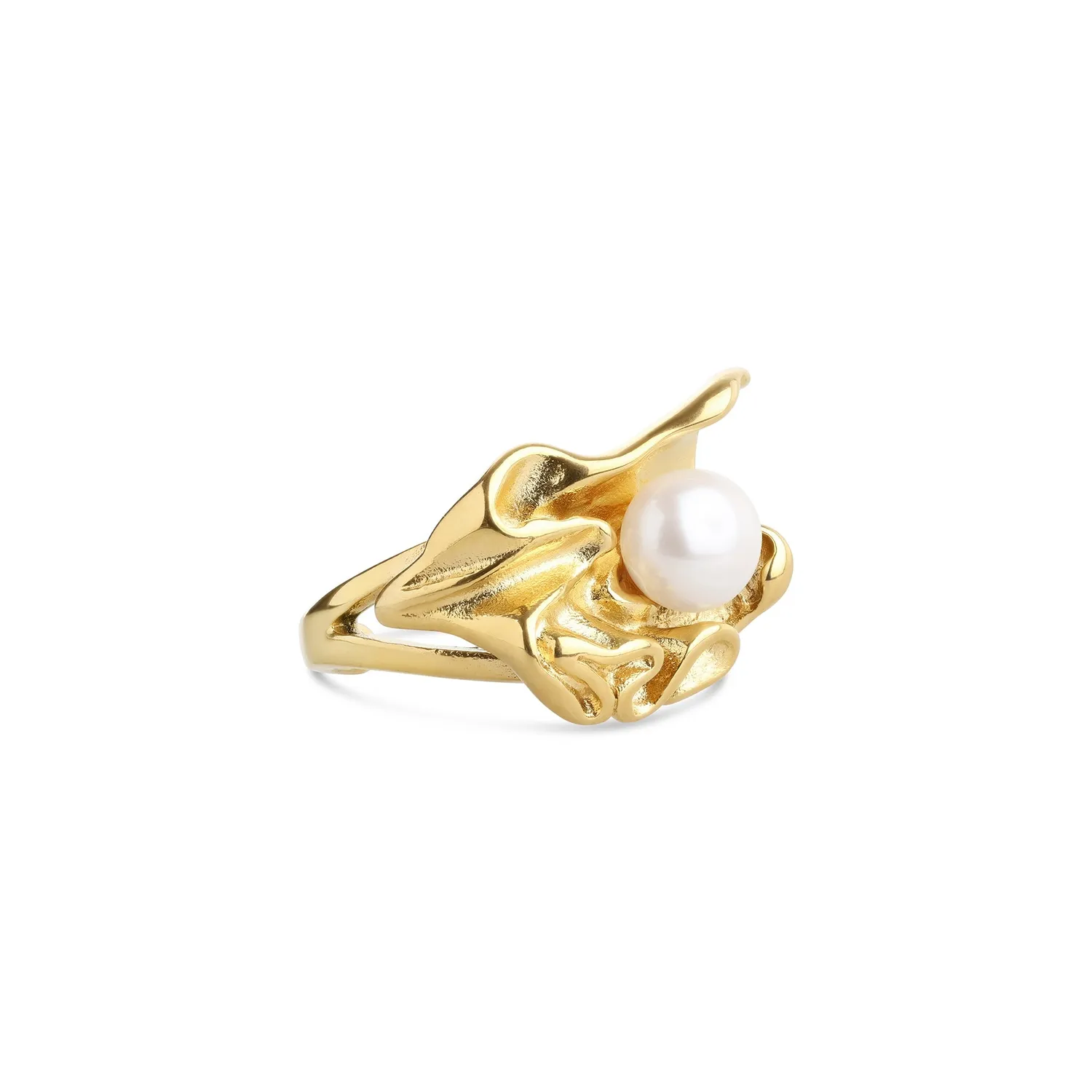 TIMI OF SWEDEN Lex ring smeltet perle guld 15 mm