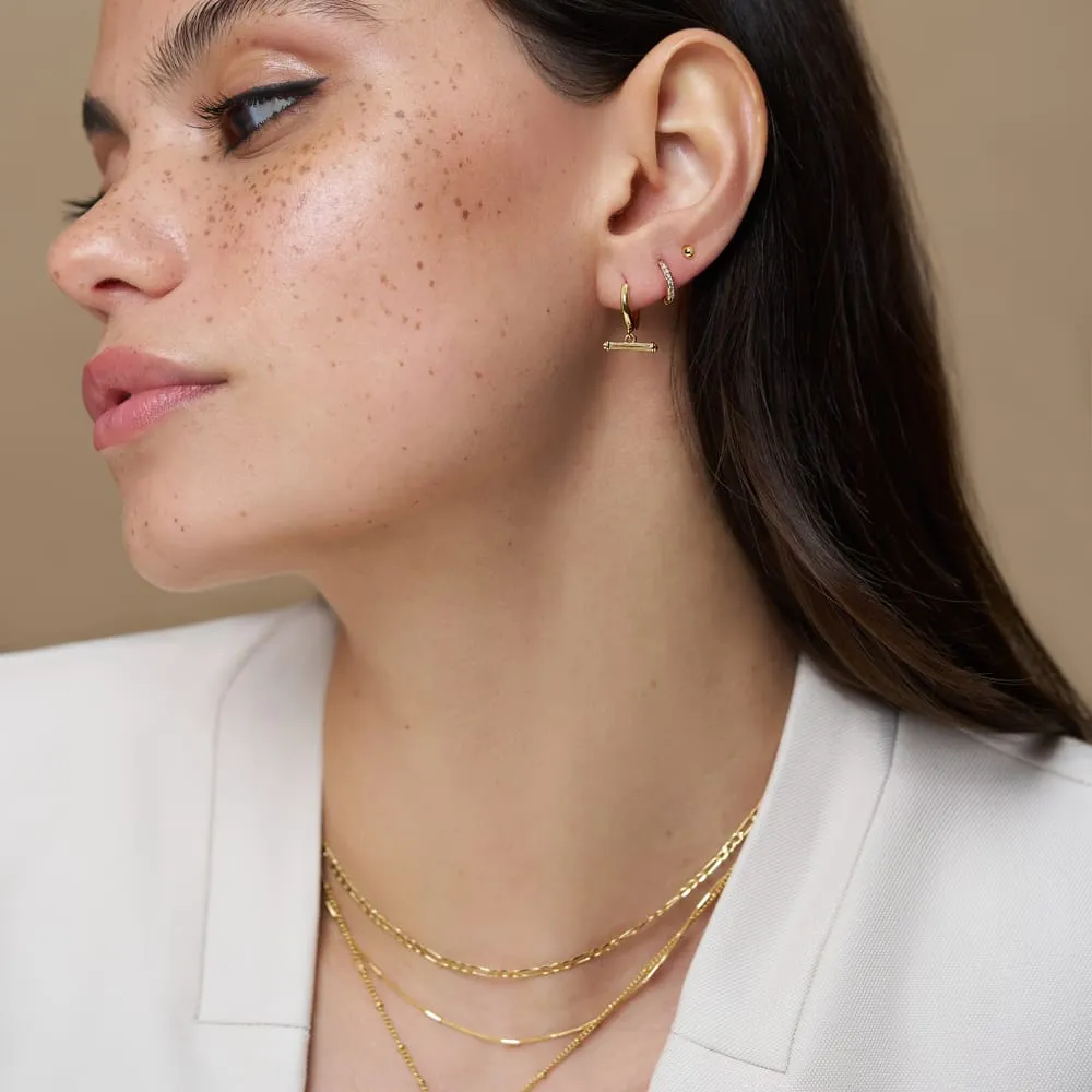 Orelia Pavé & T-Bar micro hoop øreringe guld 6 stk