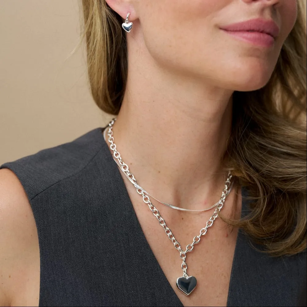 Orelia LUXE Chunky Heart Drop halskæde sølv