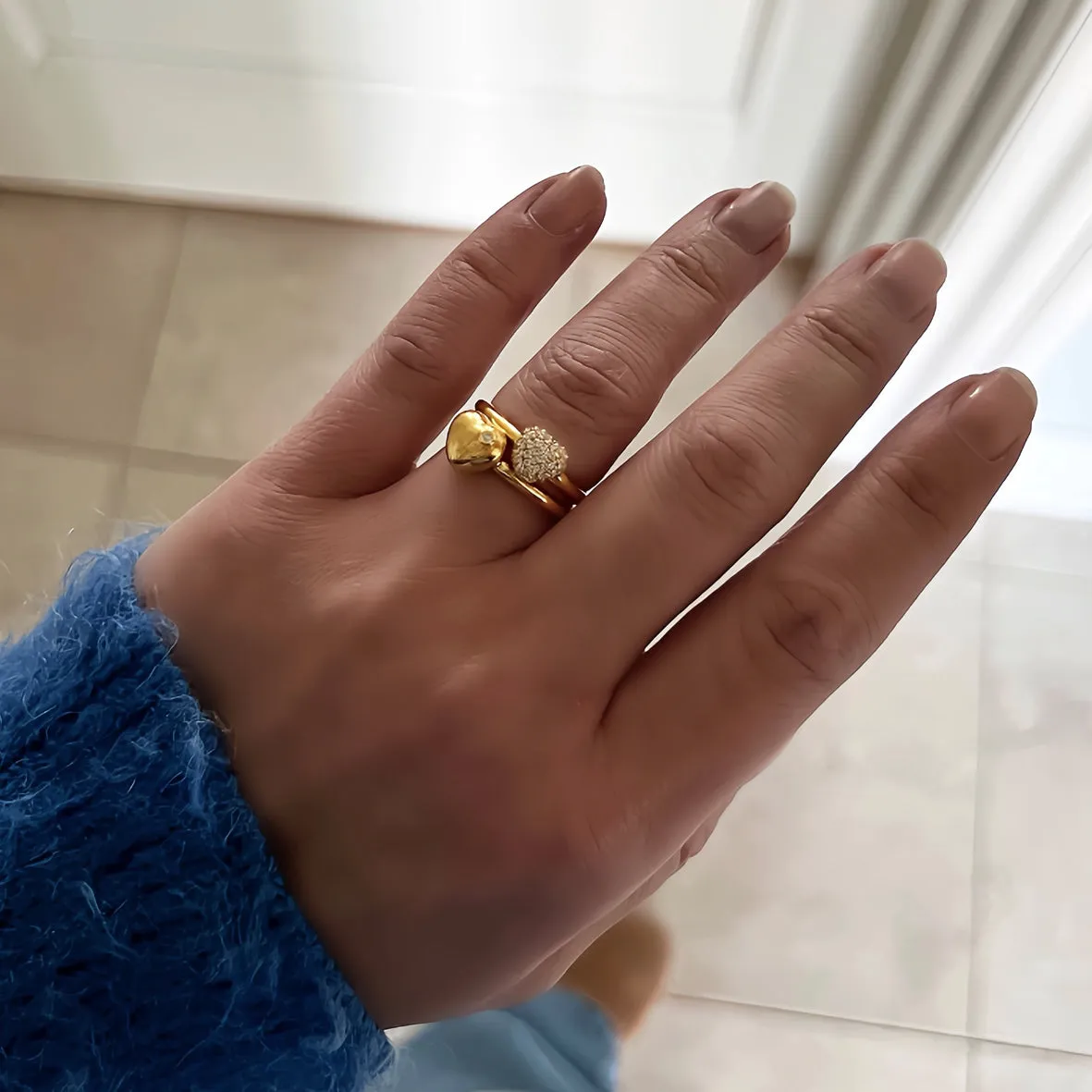 Bykjaergaard Divine ring forgyldt hjerte zirkonia str 54