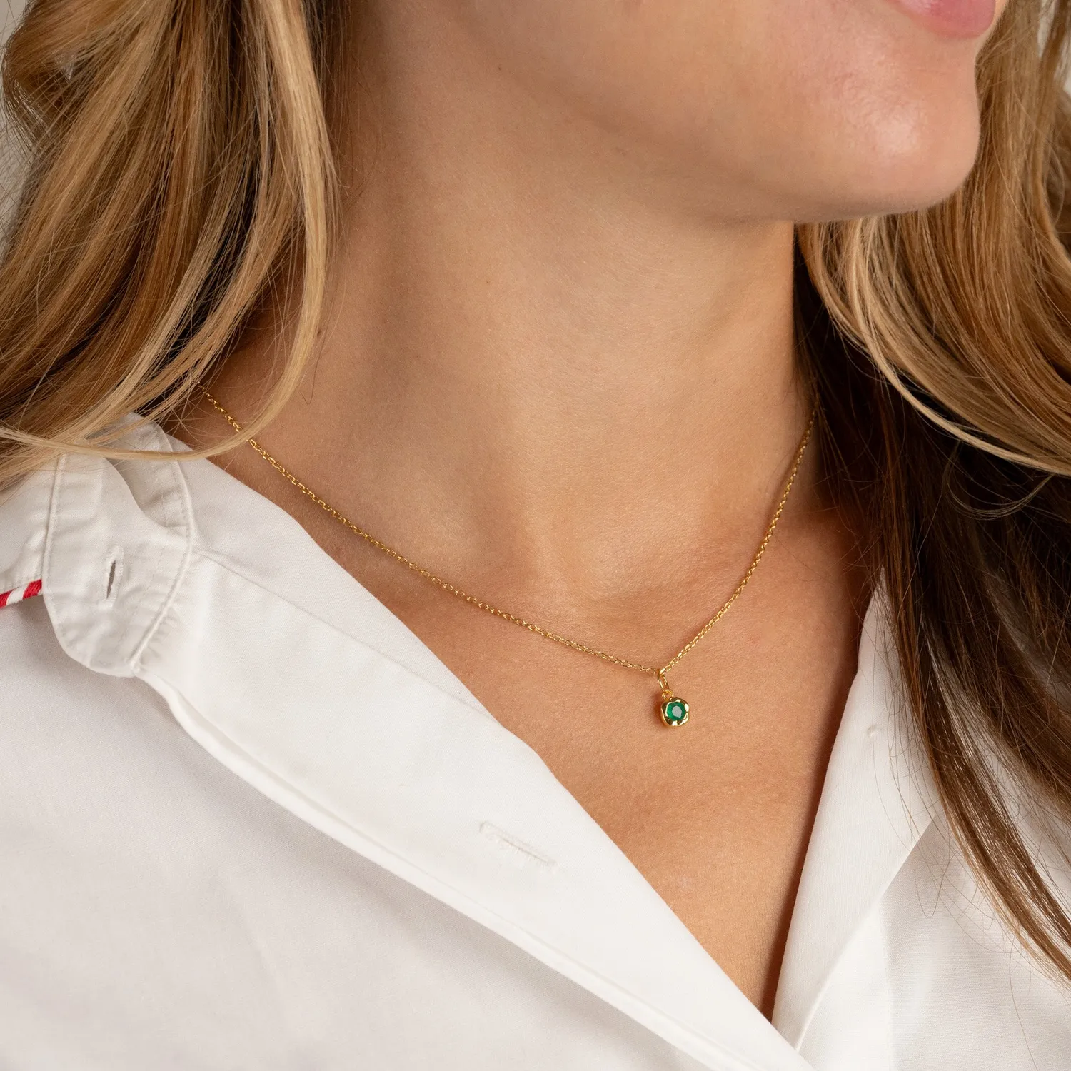 Sisi Copenhagen Selene Green Agate vedhæng forgyldt 4 mm