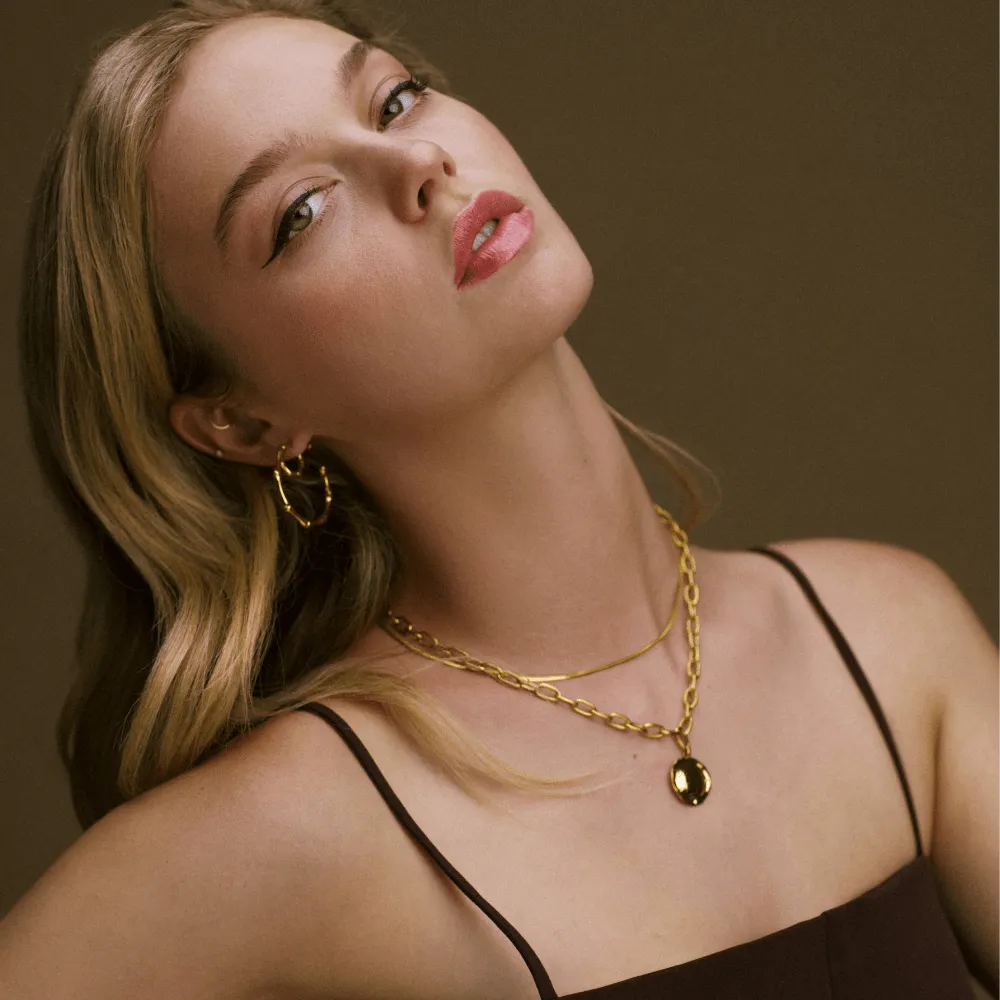 Orelia LUXE Oval Link Molten Coin halskæde forgyldt