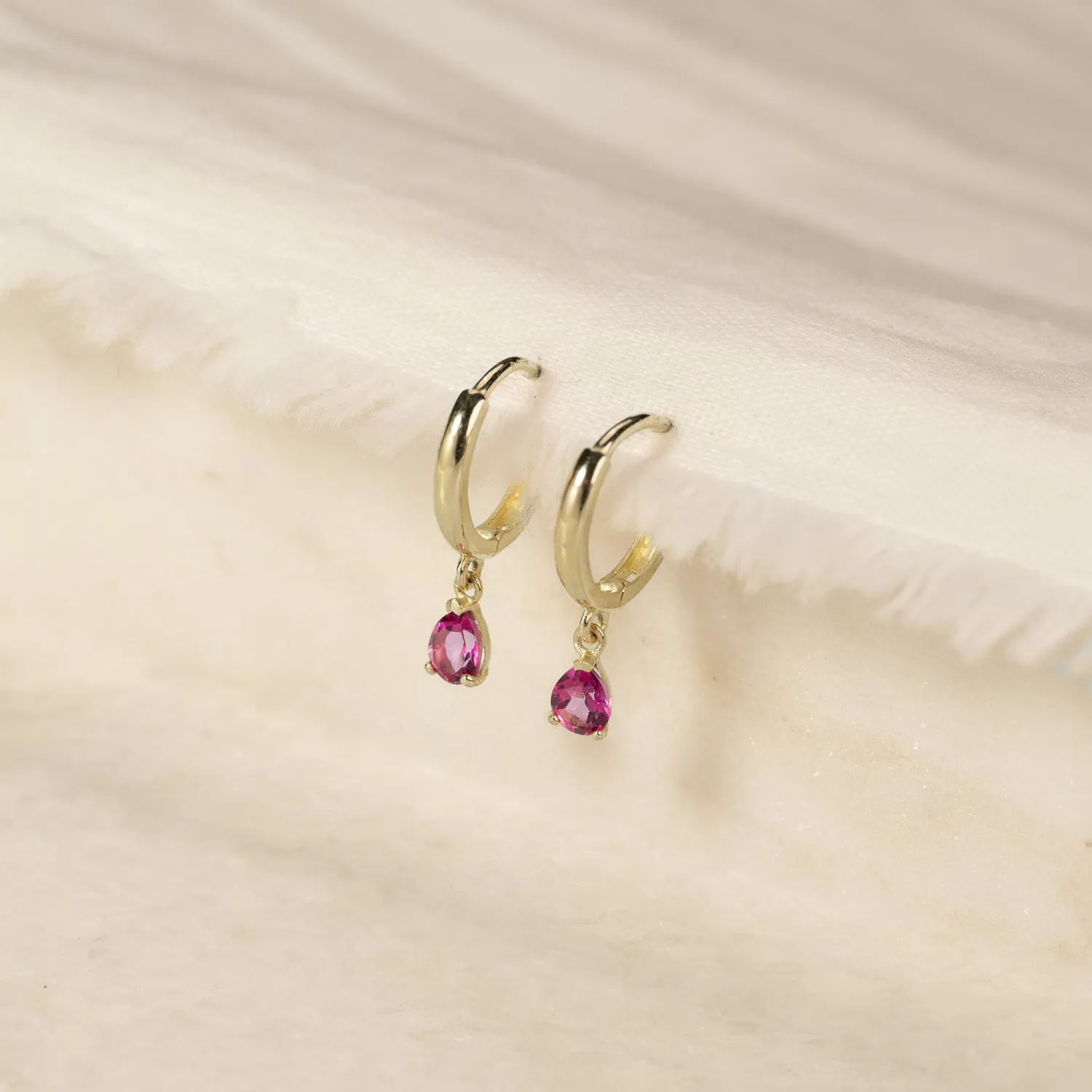 Sisi Copenhagen Paula Pink Topaz øreringe massivt guld 1 par