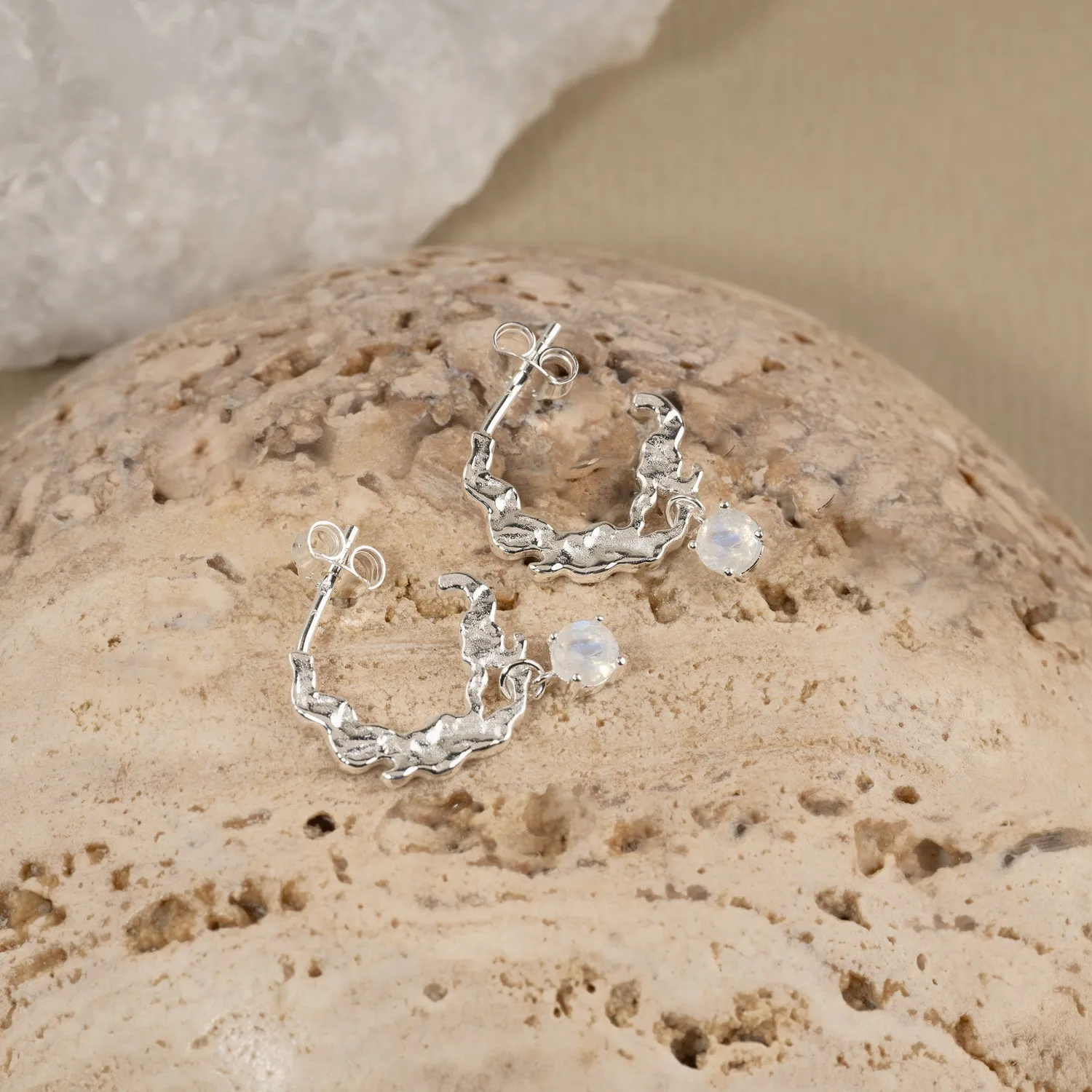 Sisi Copenhagen Emilia Moonstone Silver creol øreringe månesten