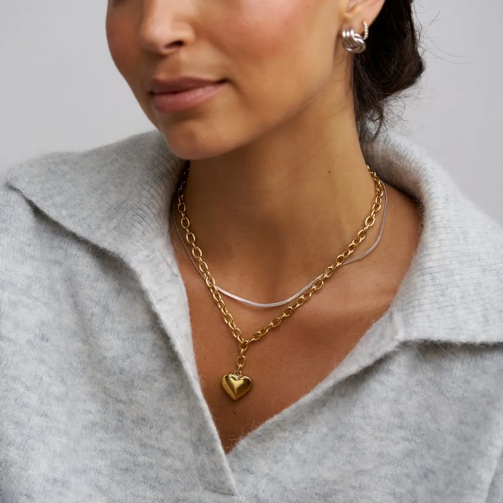 Orelia LUXE Chunky Heart Drop halskæde guld