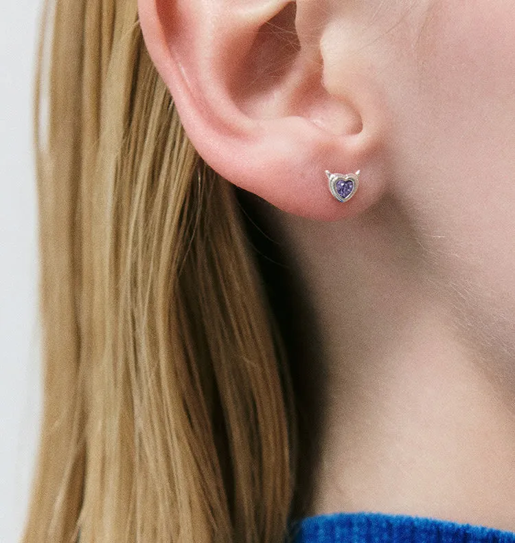 Wos Devil Heart ørering sølv single 0,5 cm