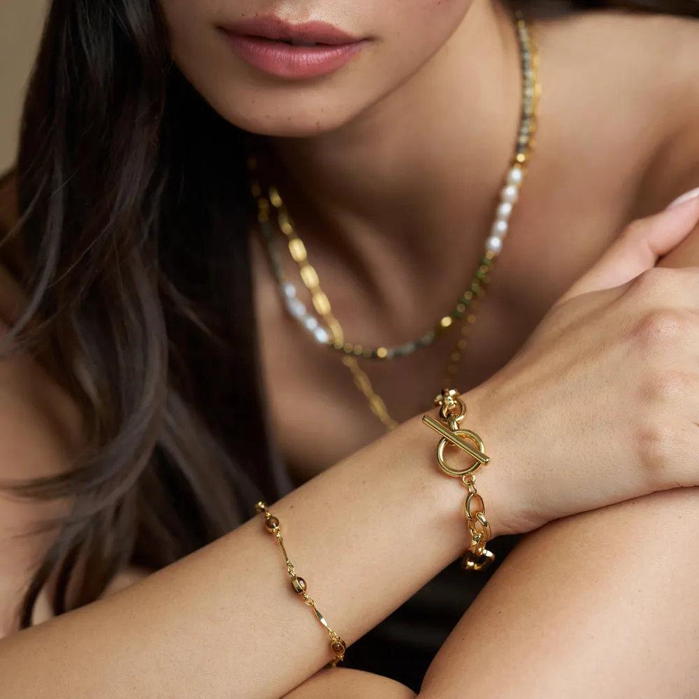 Orelia Tiger's Eye Bar armbånd guld med tigerøje