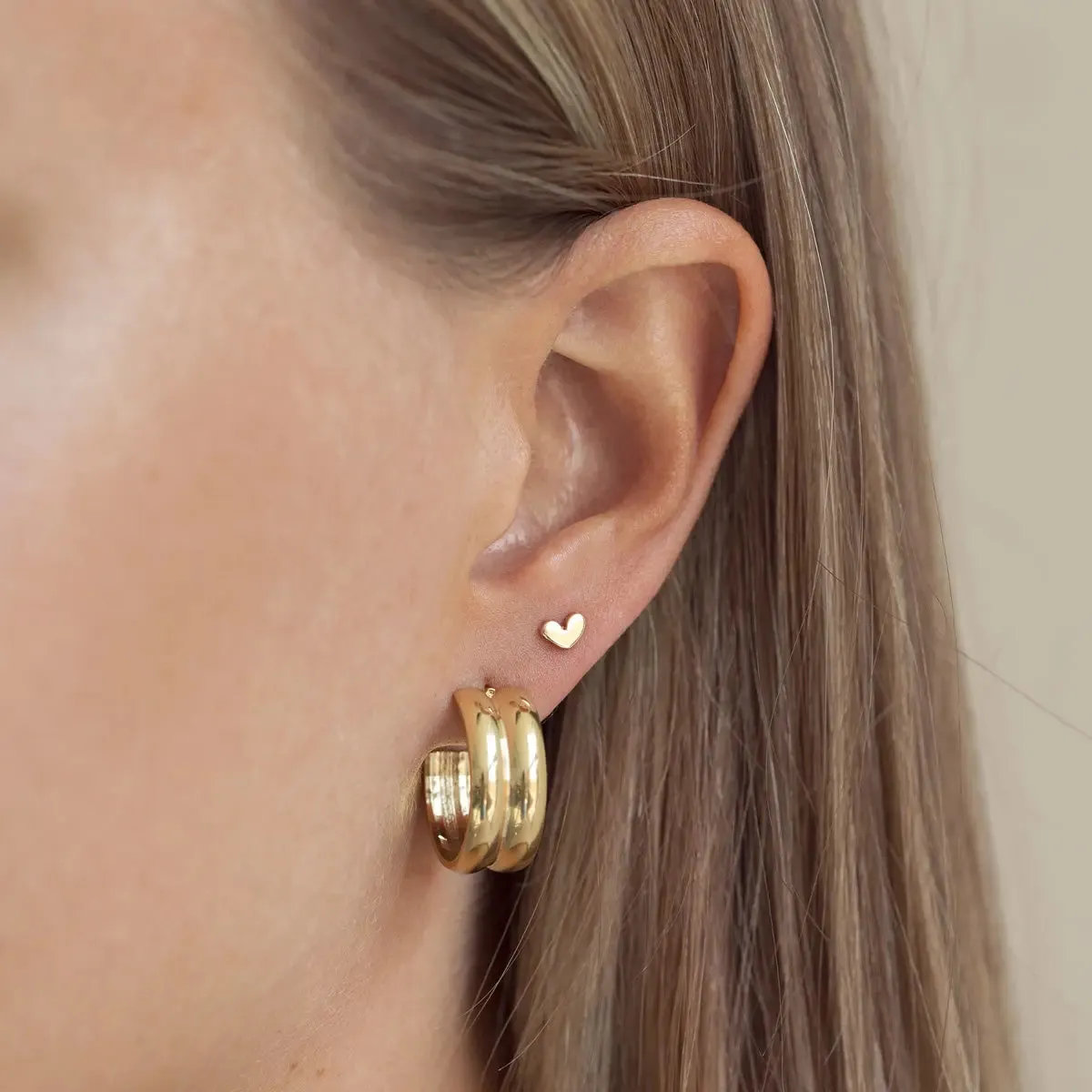 TIMI OF SWEDEN Petite Heart stud øreringe guld 5,2 mm