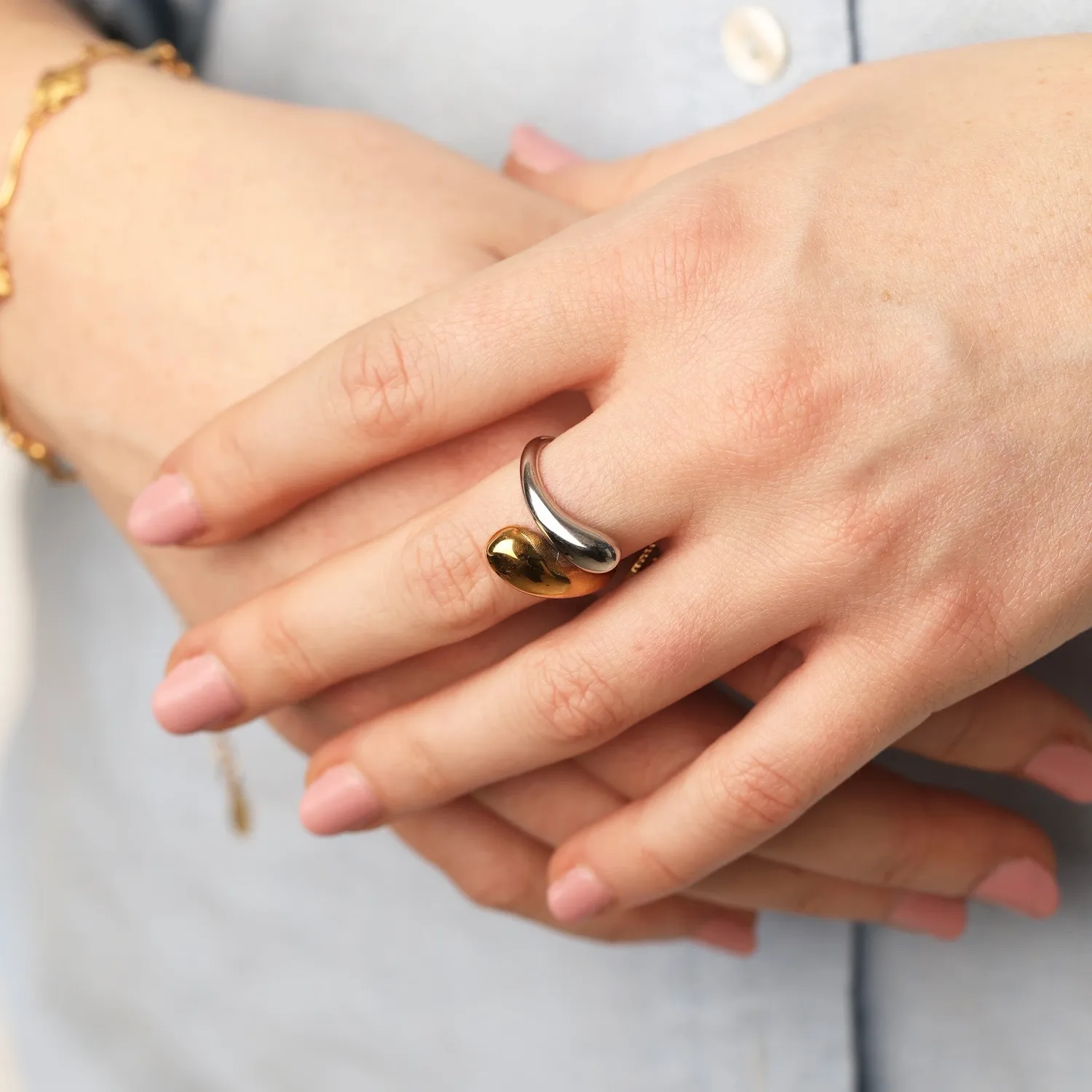 TIMI OF SWEDEN Ava ring blandet metal 14mm guld sølv
