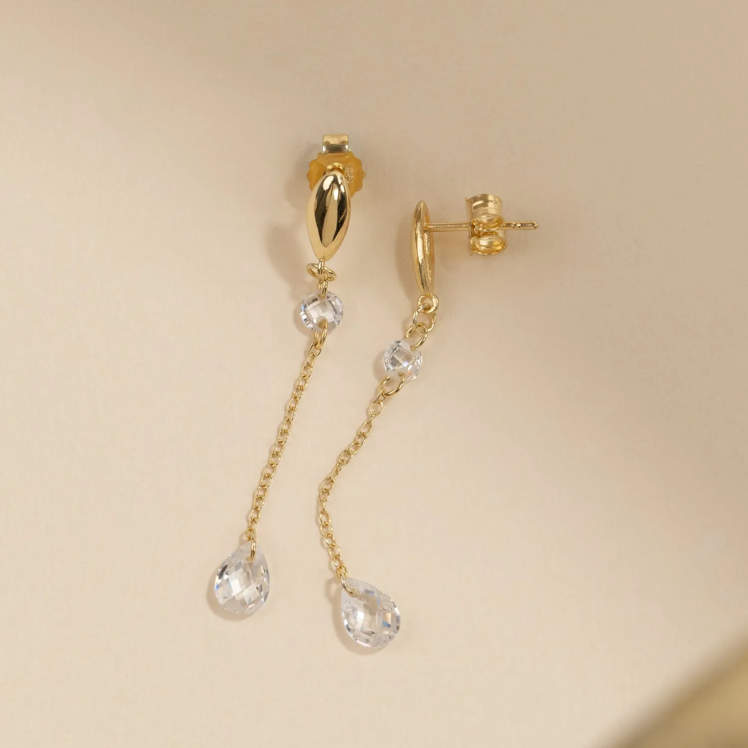 Sisi Copenhagen Lyra Crystal Golden Drop øreringe forgyldt zirkonia