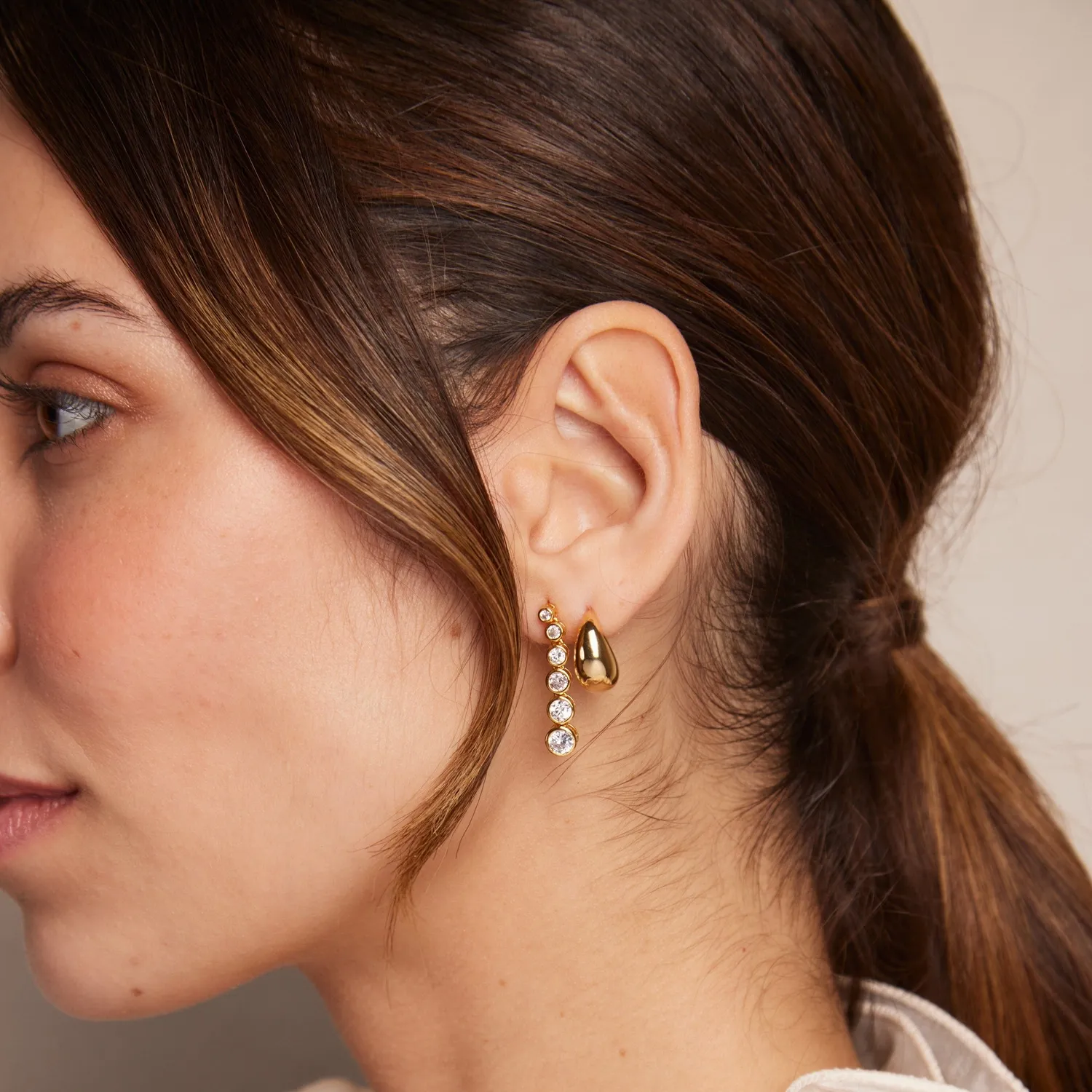 Orelia Tapered Domed Hoop øreringe guld chunky