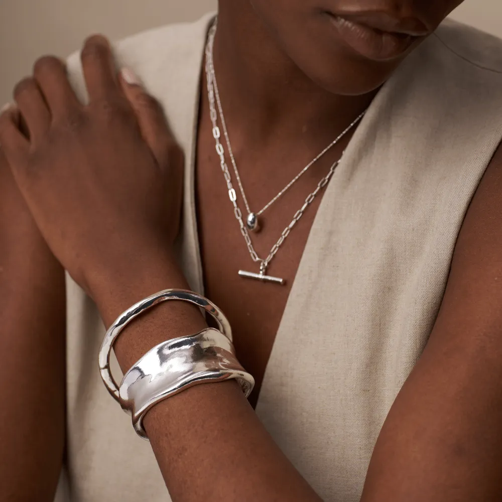 Orelia Statement Organic Molten Metal cuff sølv chunky