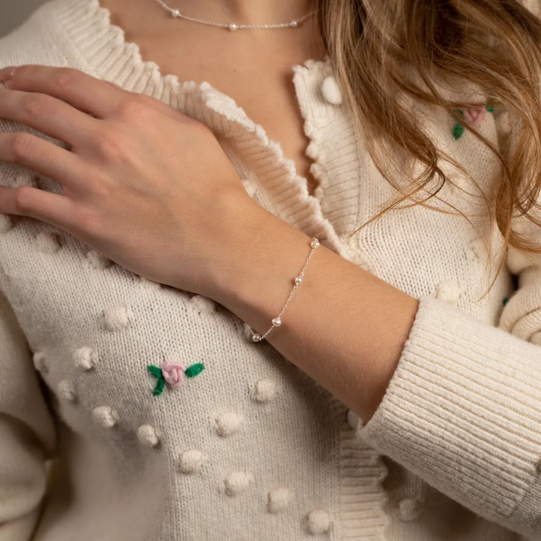 Sisi Copenhagen Erica Pearl sølv armbånd ferskvandsperler 16+4 cm