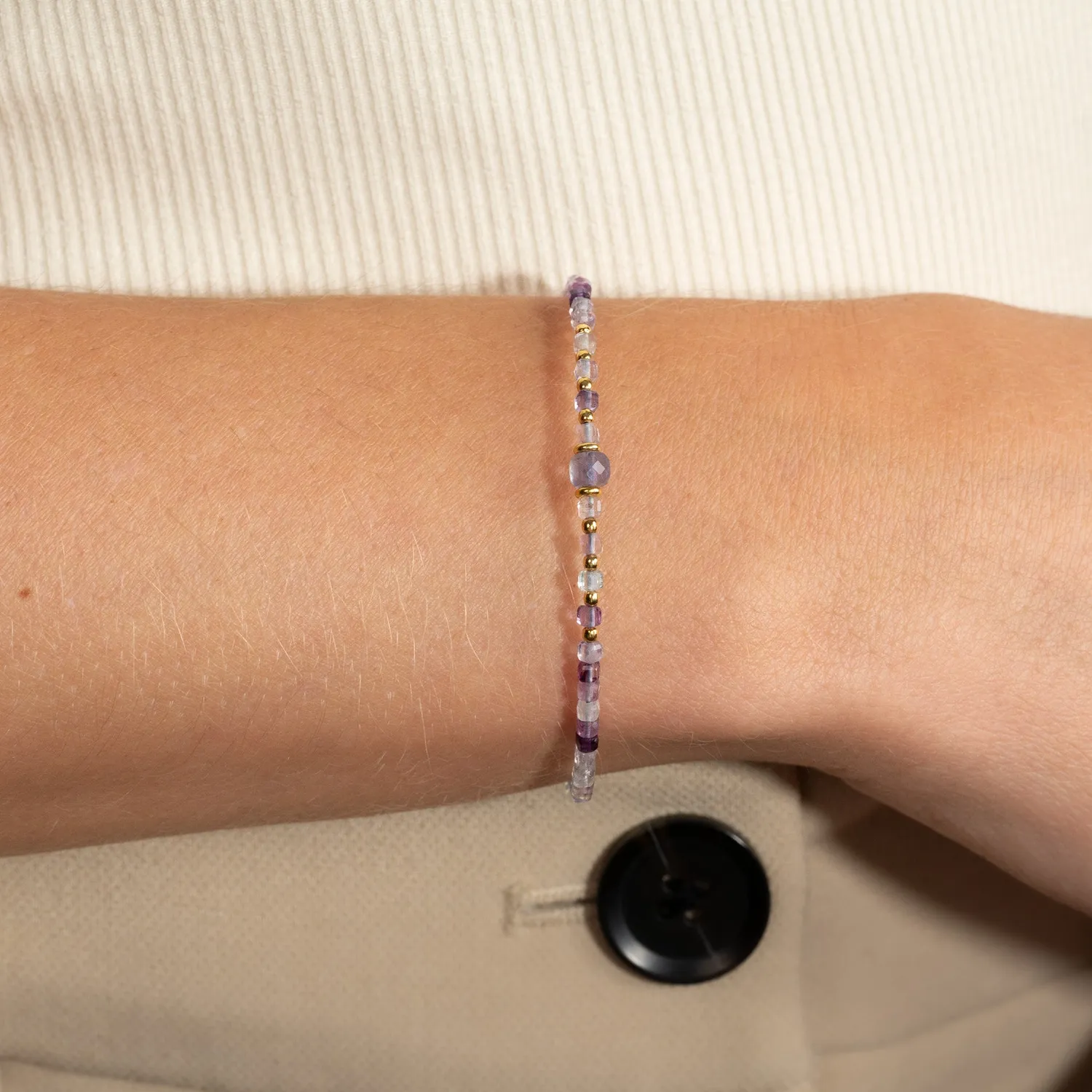 Sisi Copenhagen Violetta Flourite armbånd forgyldt