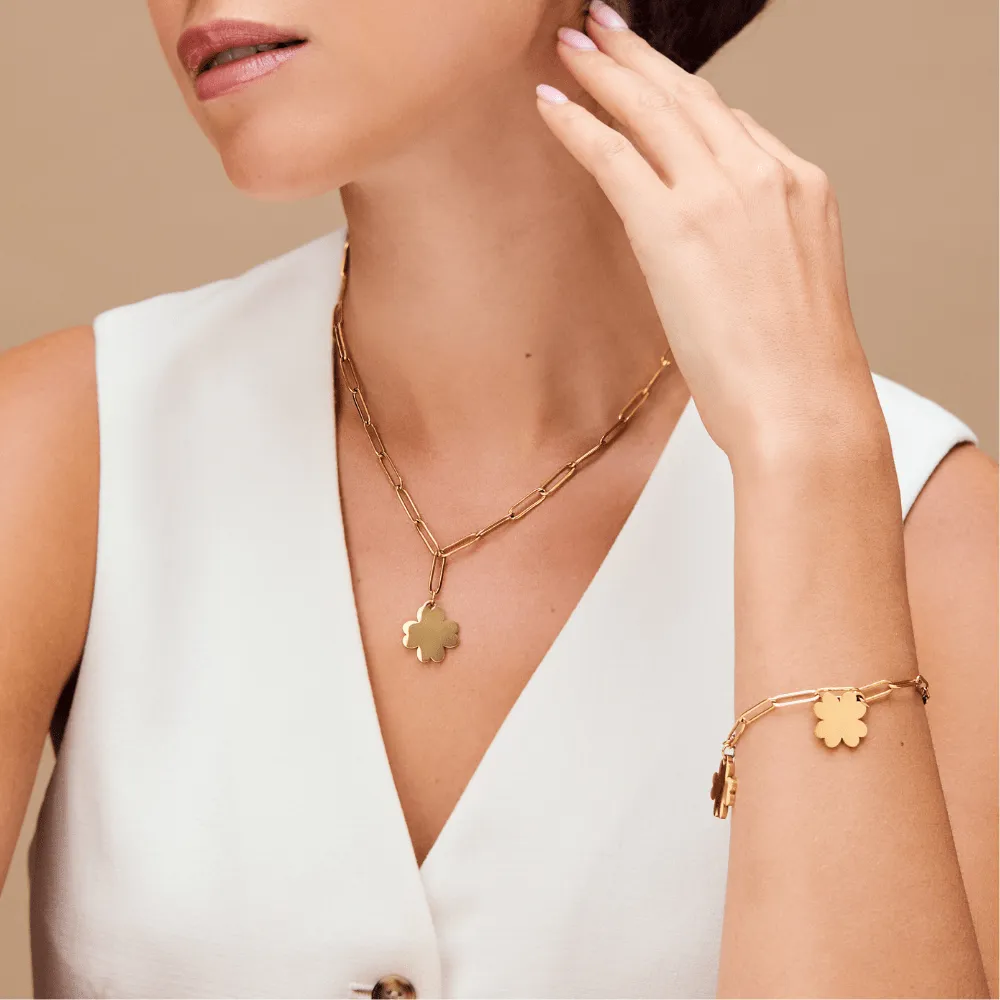 Orelia LUXE Polished Clover armbånd guld kløver