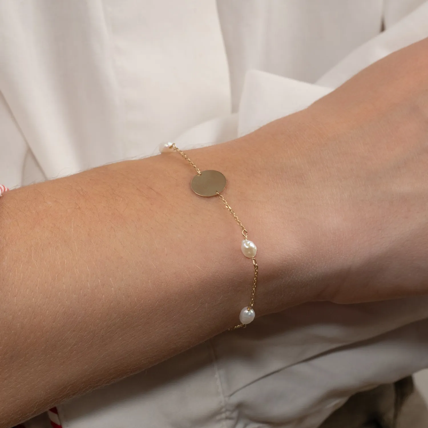 Sisi Copenhagen Plate Pearl armbånd guld 9 kt 20 cm