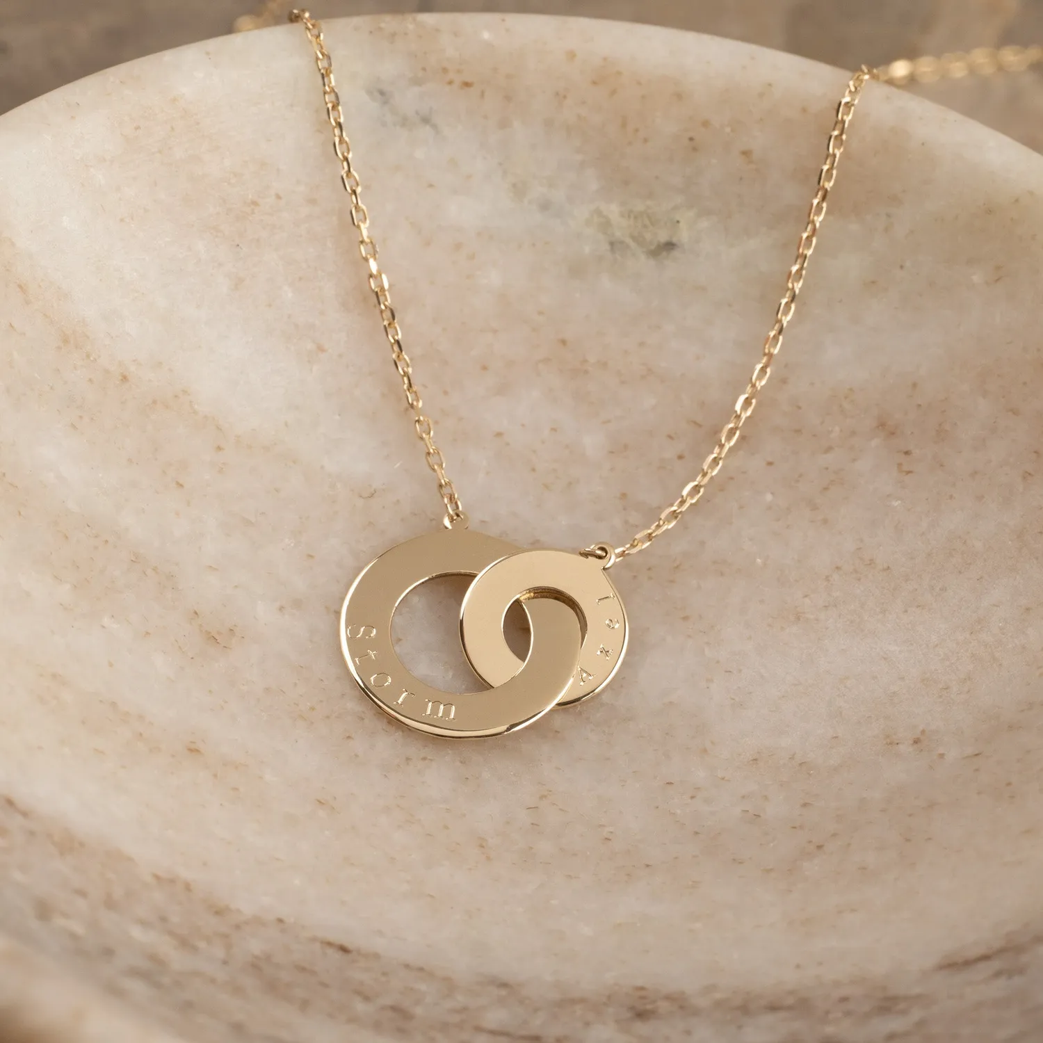 Sisi Copenhagen Joined Rings guldhalskæde graverbar 9 kt