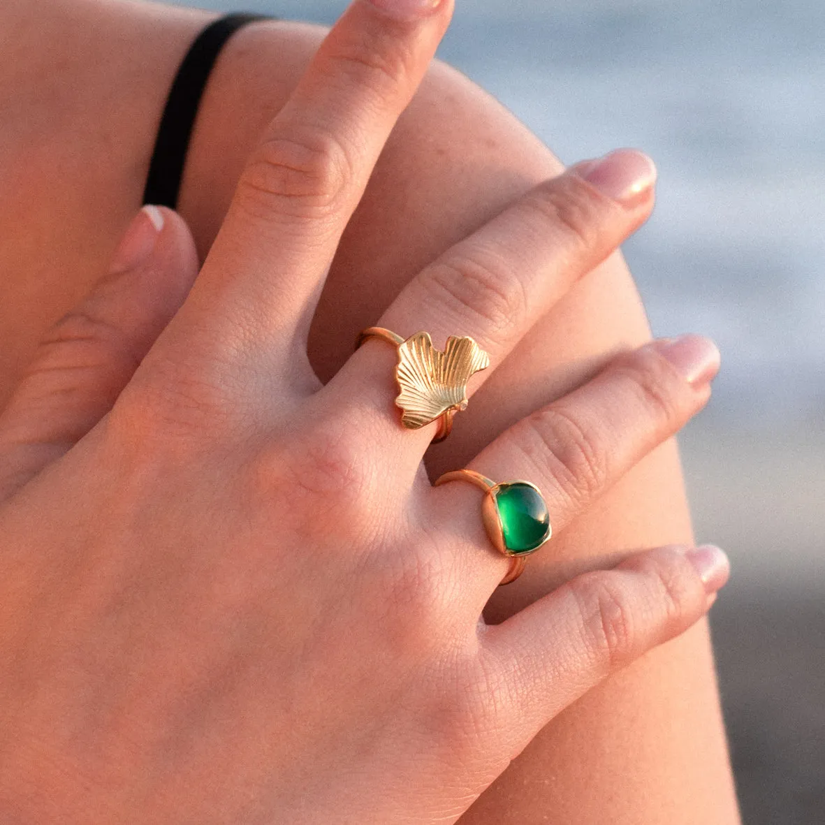 Bykjaergaard Divine ring blad forgyldt sølv