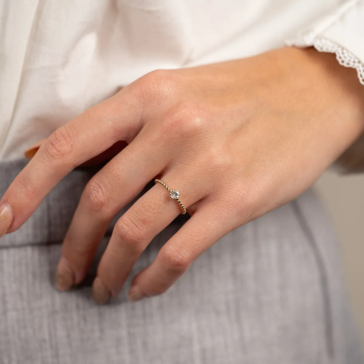 Sisi Copenhagen Ingrid Crystal solid gold ring guldring 9 karat zirkon