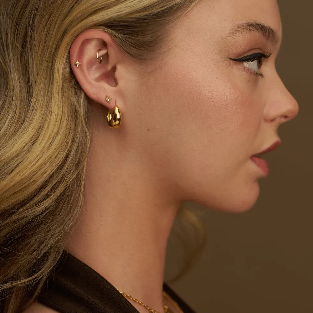 Orelia Polished Domed Taper Hoop øreringe guld