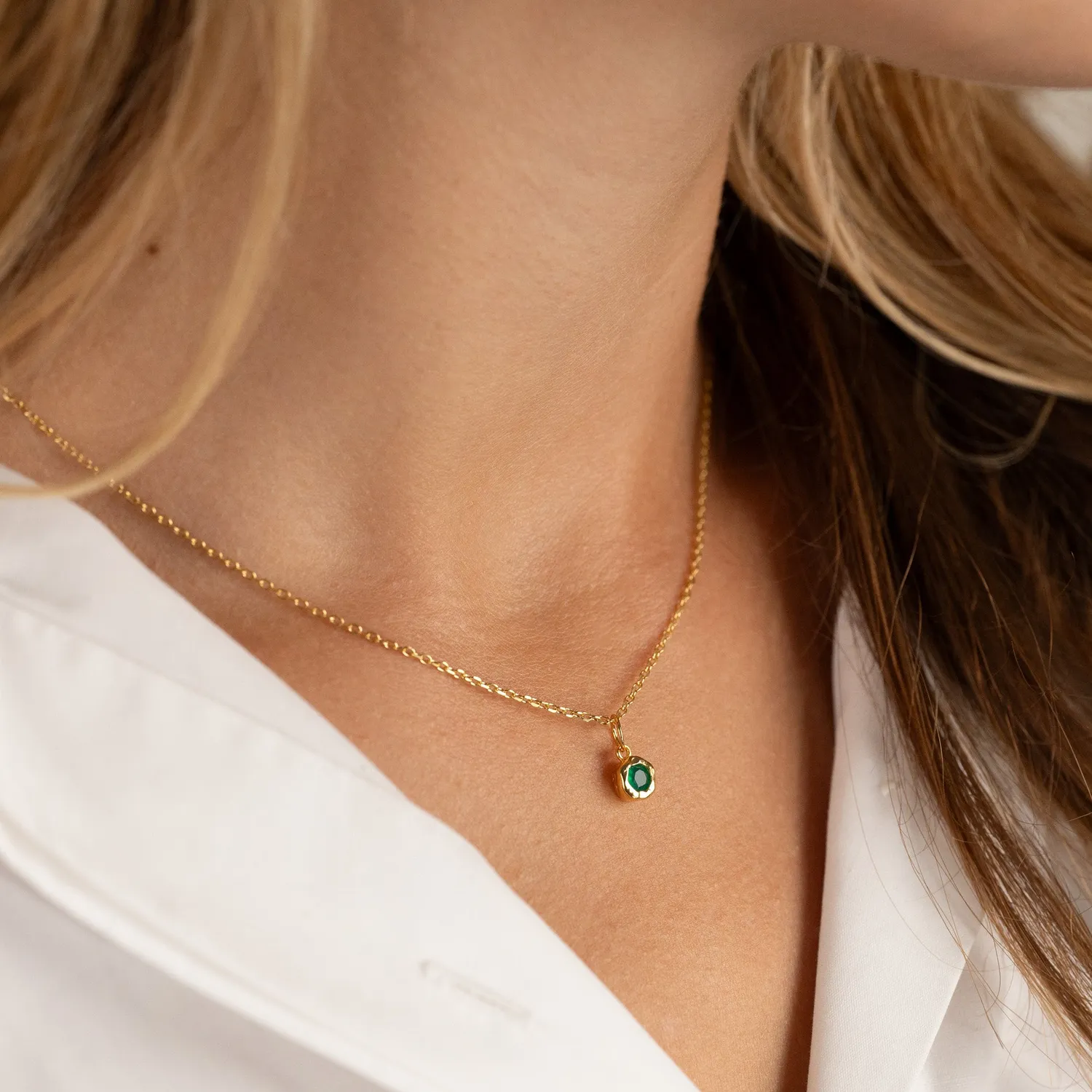 Sisi Copenhagen Selene Green Agate vedhæng forgyldt 4 mm