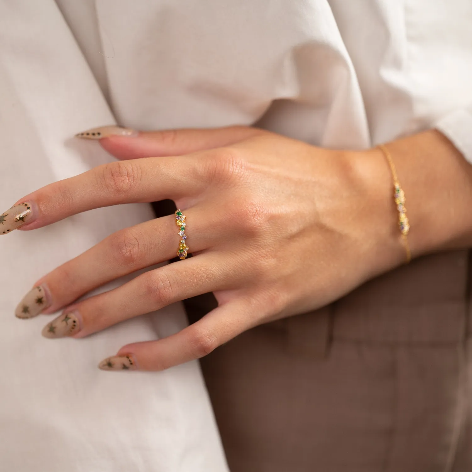 Sisi Copenhagen Clair Rainbow forgyldt ring med zirkonia