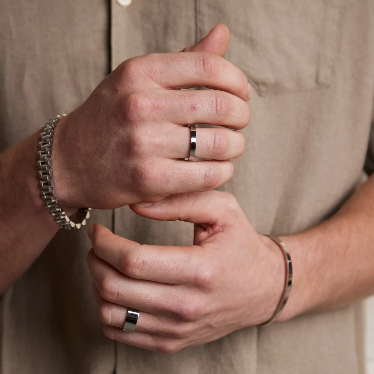 Orelia Metal Stacking Ring Set sølvringe 2 stk S/M
