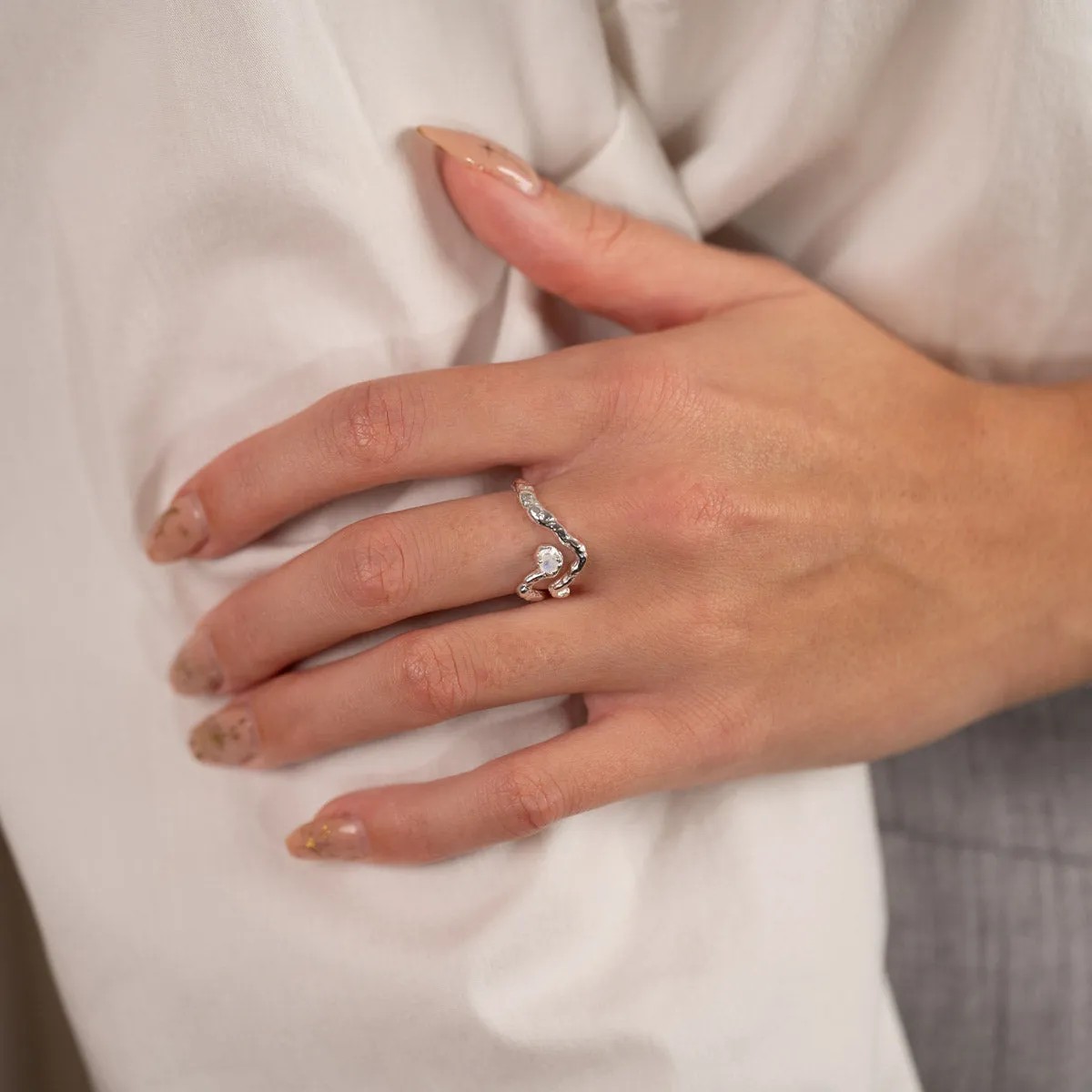 Sisi Copenhagen Emilia ring sølv månesten 3 mm