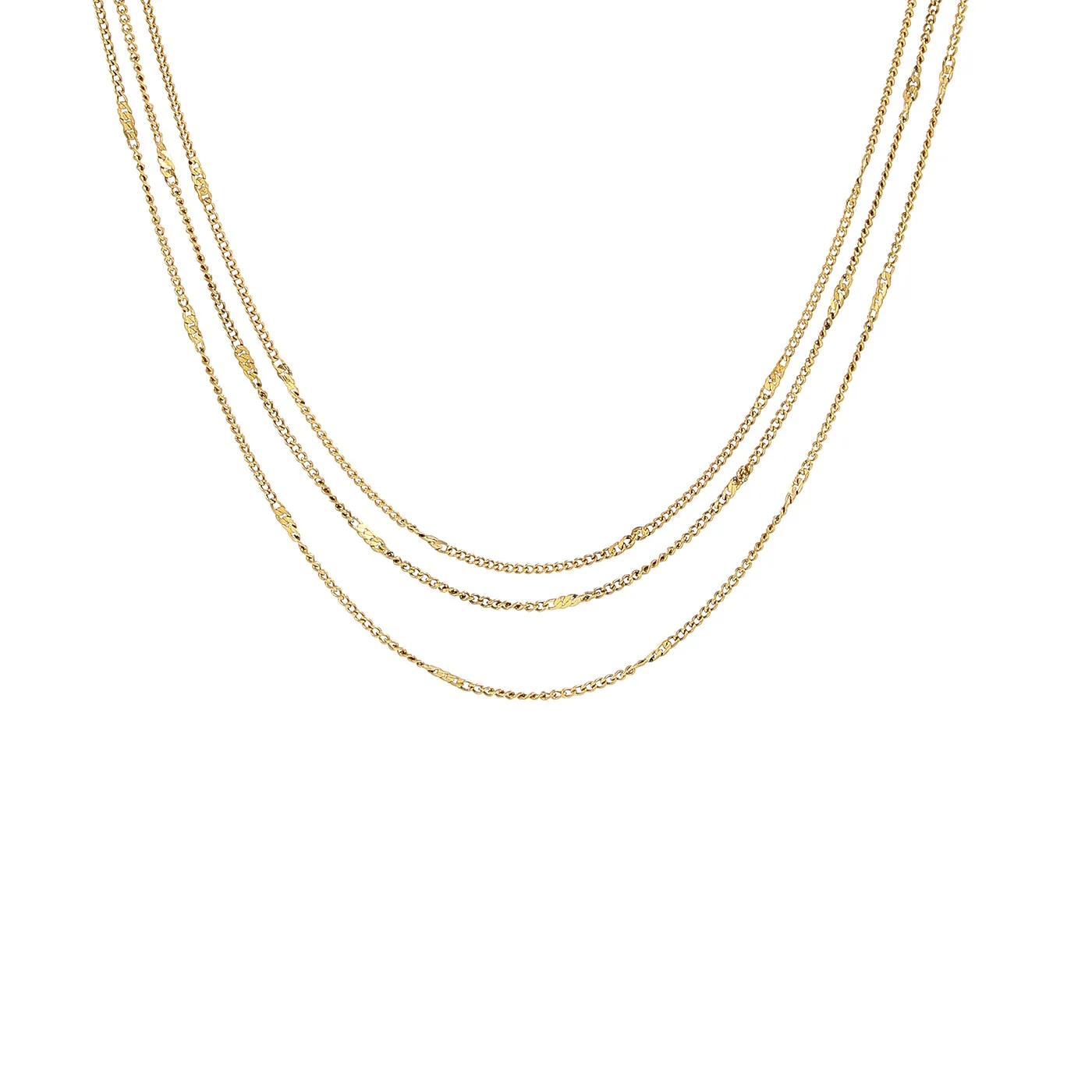 TIMI OF SWEDEN Mika Multi Chain halskæde guld 40 cm stål