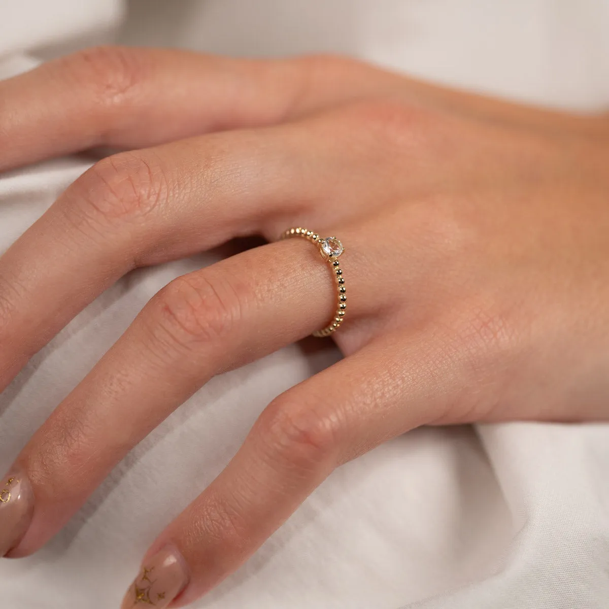 Sisi Copenhagen Ingrid Crystal solid gold ring guldring 9 karat zirkon