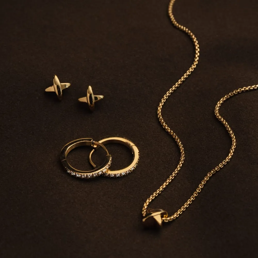 Orelia LUXE Cross Pavé øreringesæt guld