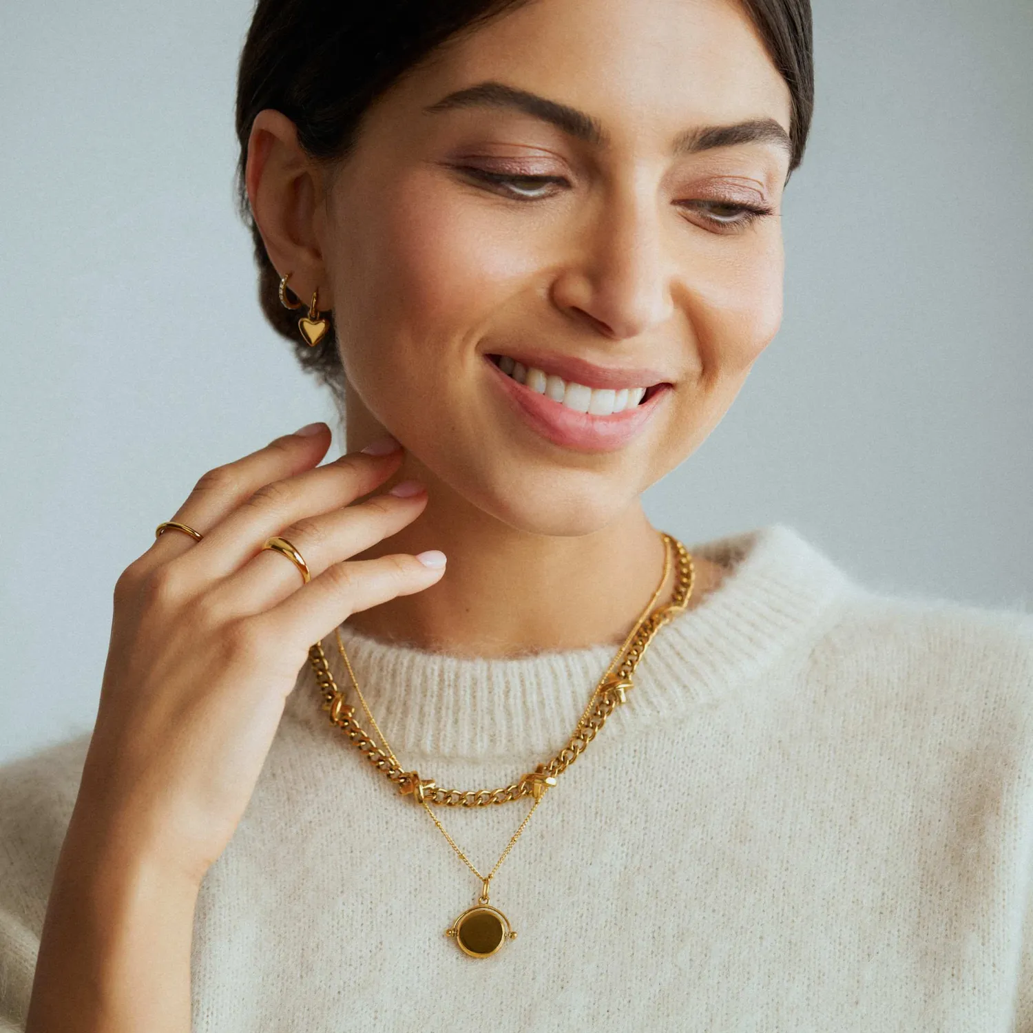 Orelia LUXE Chunky Stationed Cross halskæde forgyldt