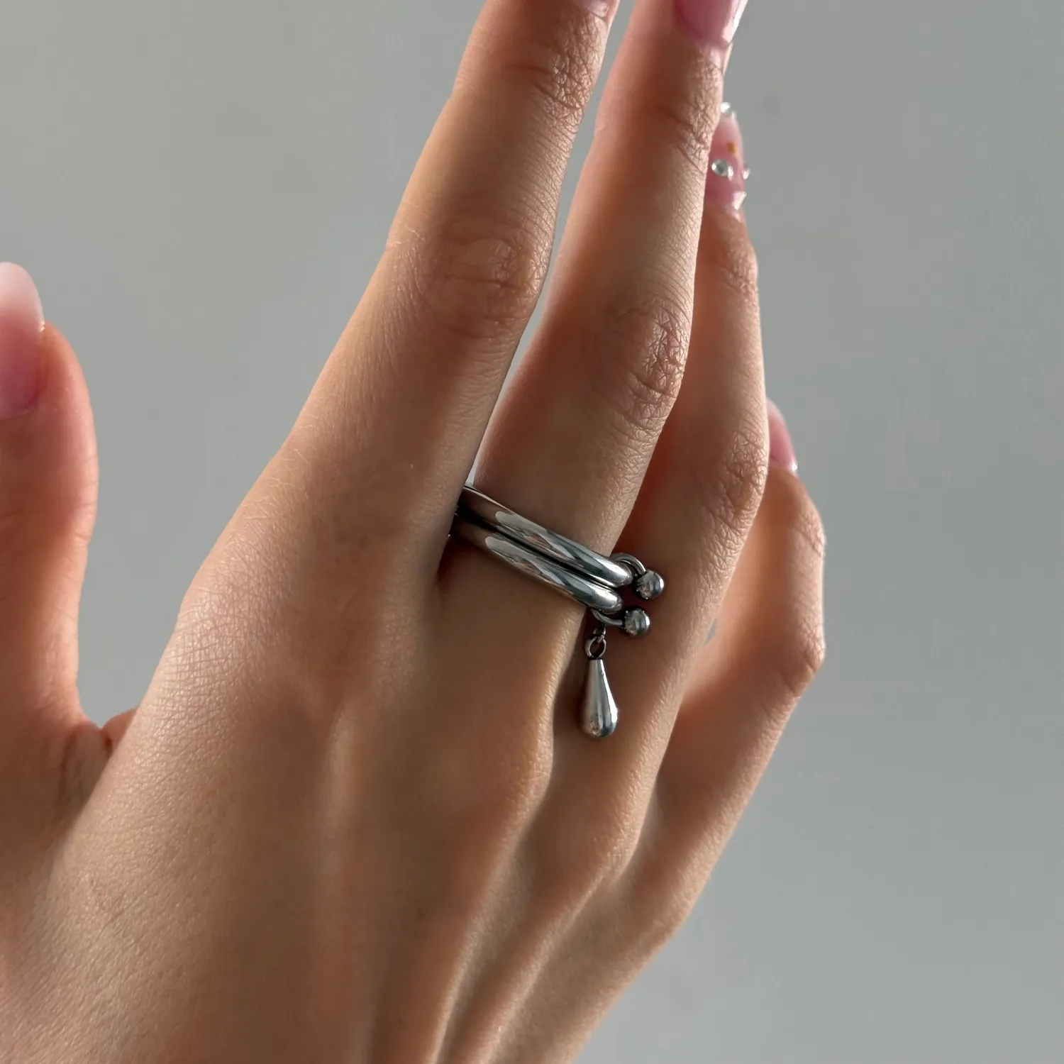 TIMI OF SWEDEN Storm ring duo drop rustfrit stål