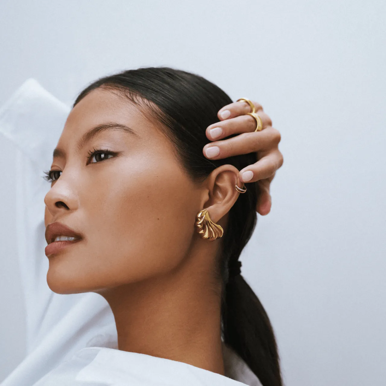 Orelia Luxe Statement Shell øreringe guld vandtætte