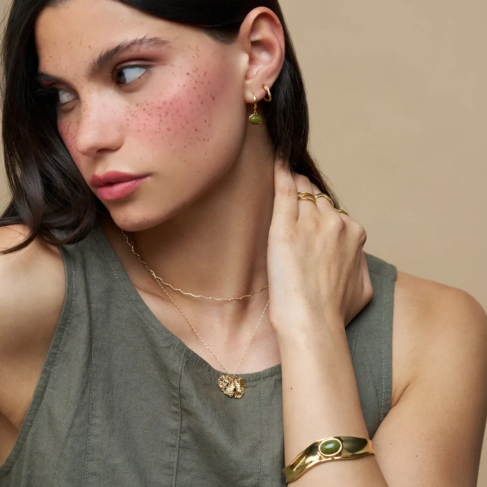 Orelia Organic Green Jade cuff armbånd forgyldt