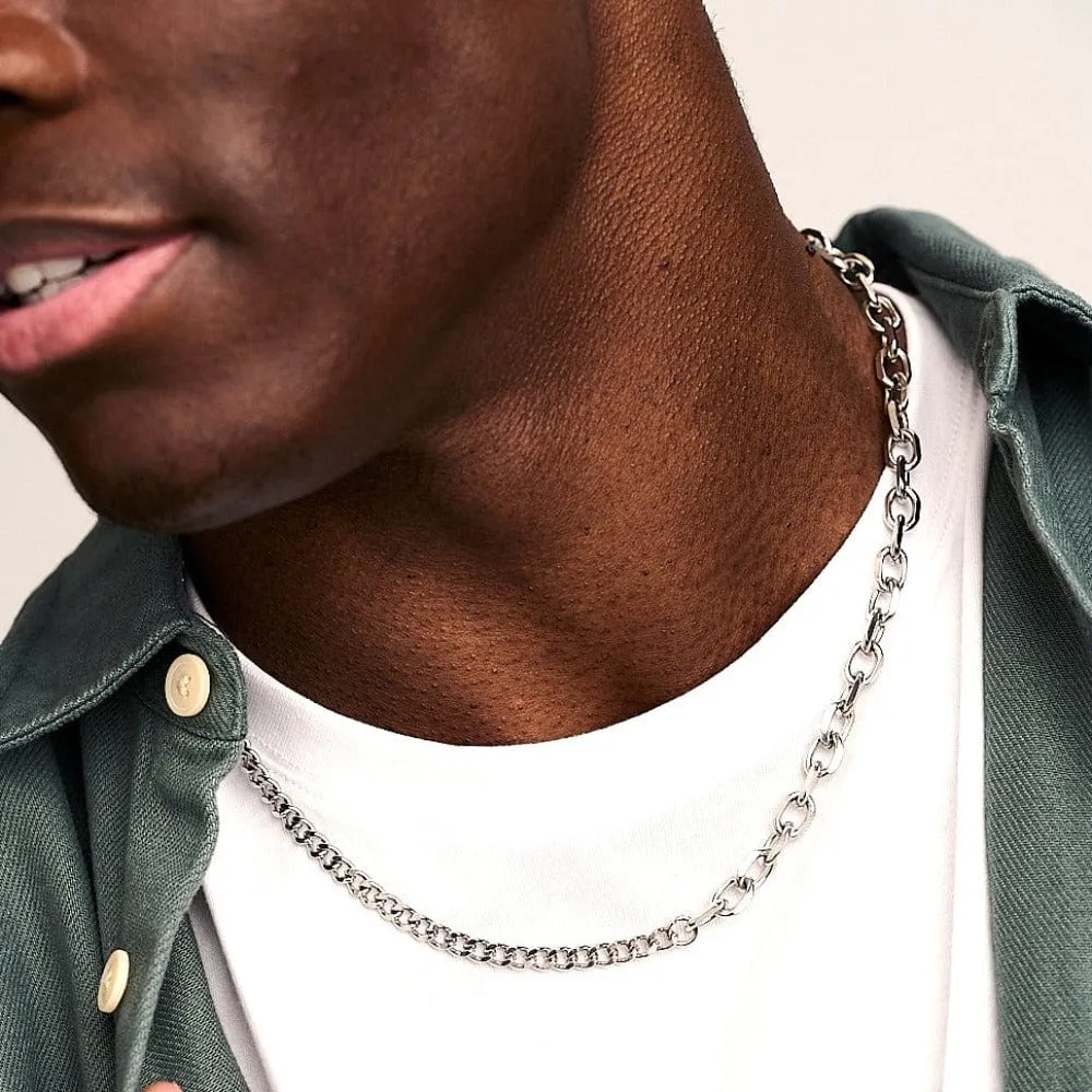 Orelia Asymmetric Chunky halskæde sølv