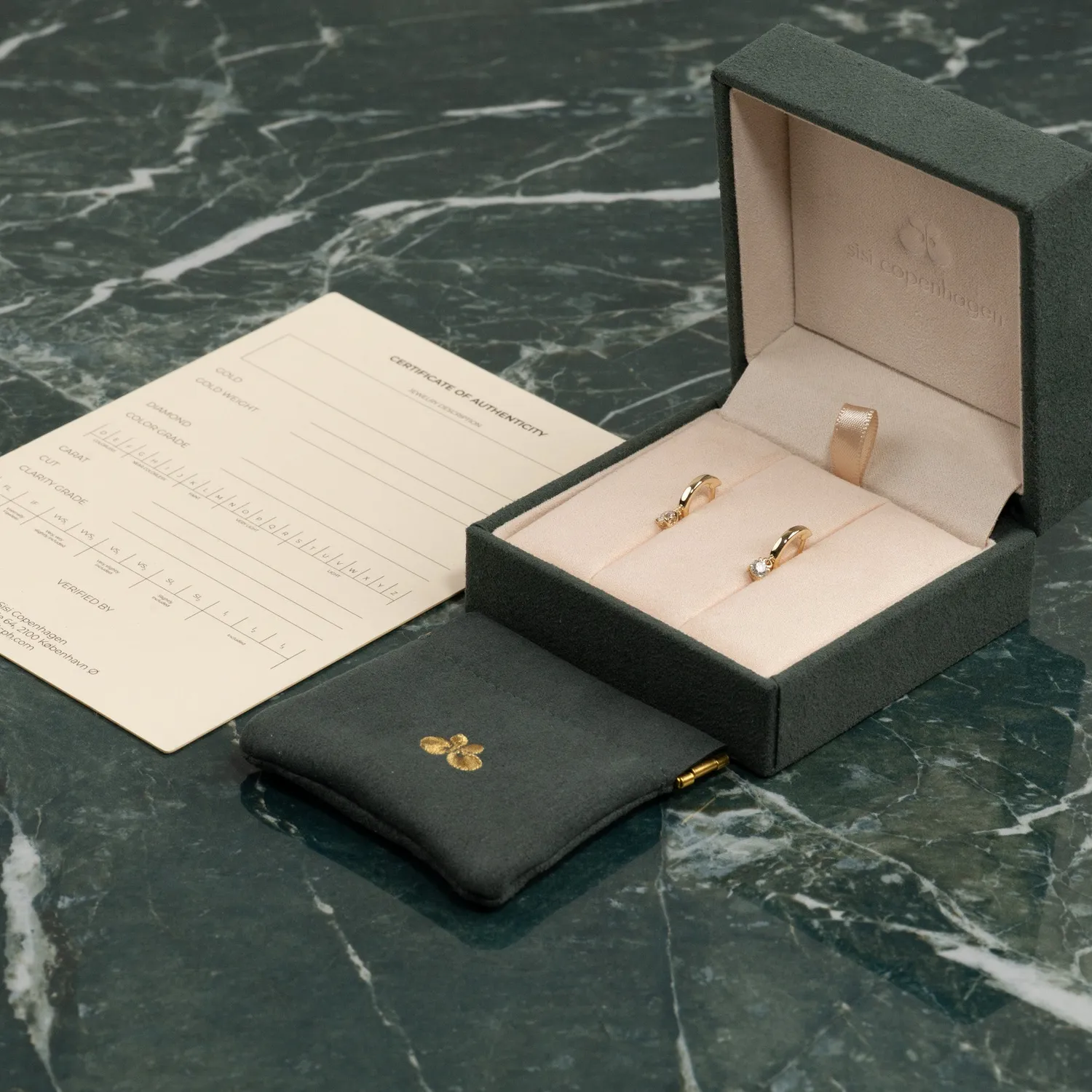 Sisi Copenhagen Solitaire Drop creoler 14kt guld 0,4ct