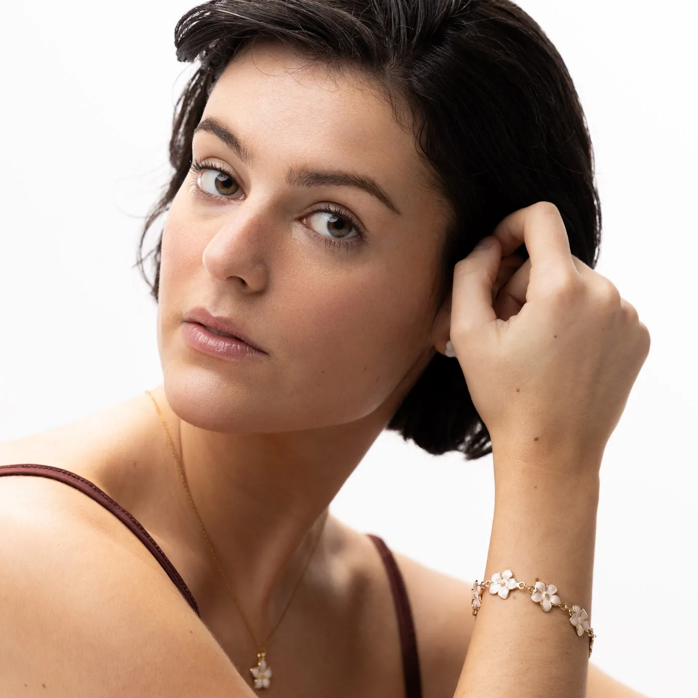 TIMI OF SWEDEN Adeline blomsterarmbånd guld lyserød