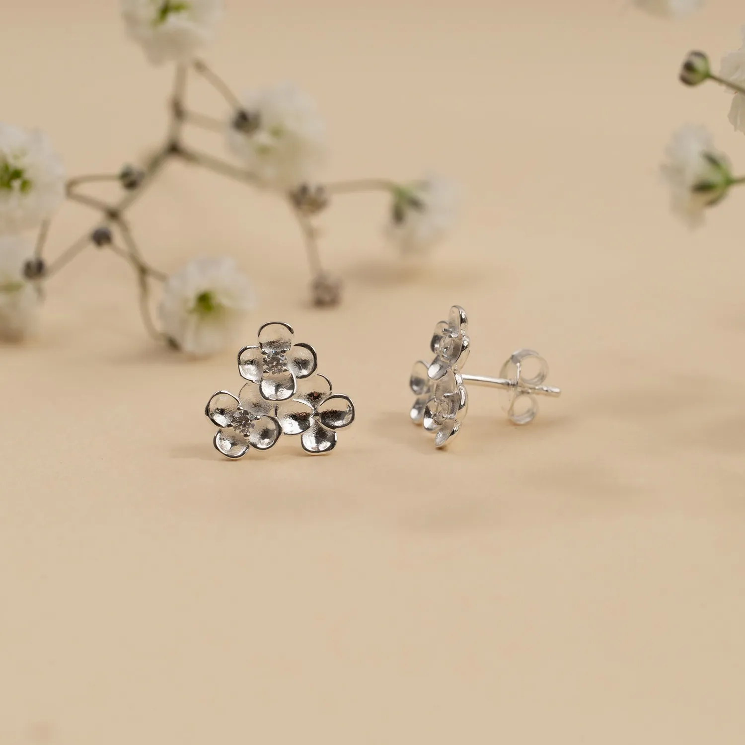 Sisi Copenhagen Flora Crystal ørestikker sølv zirkonia