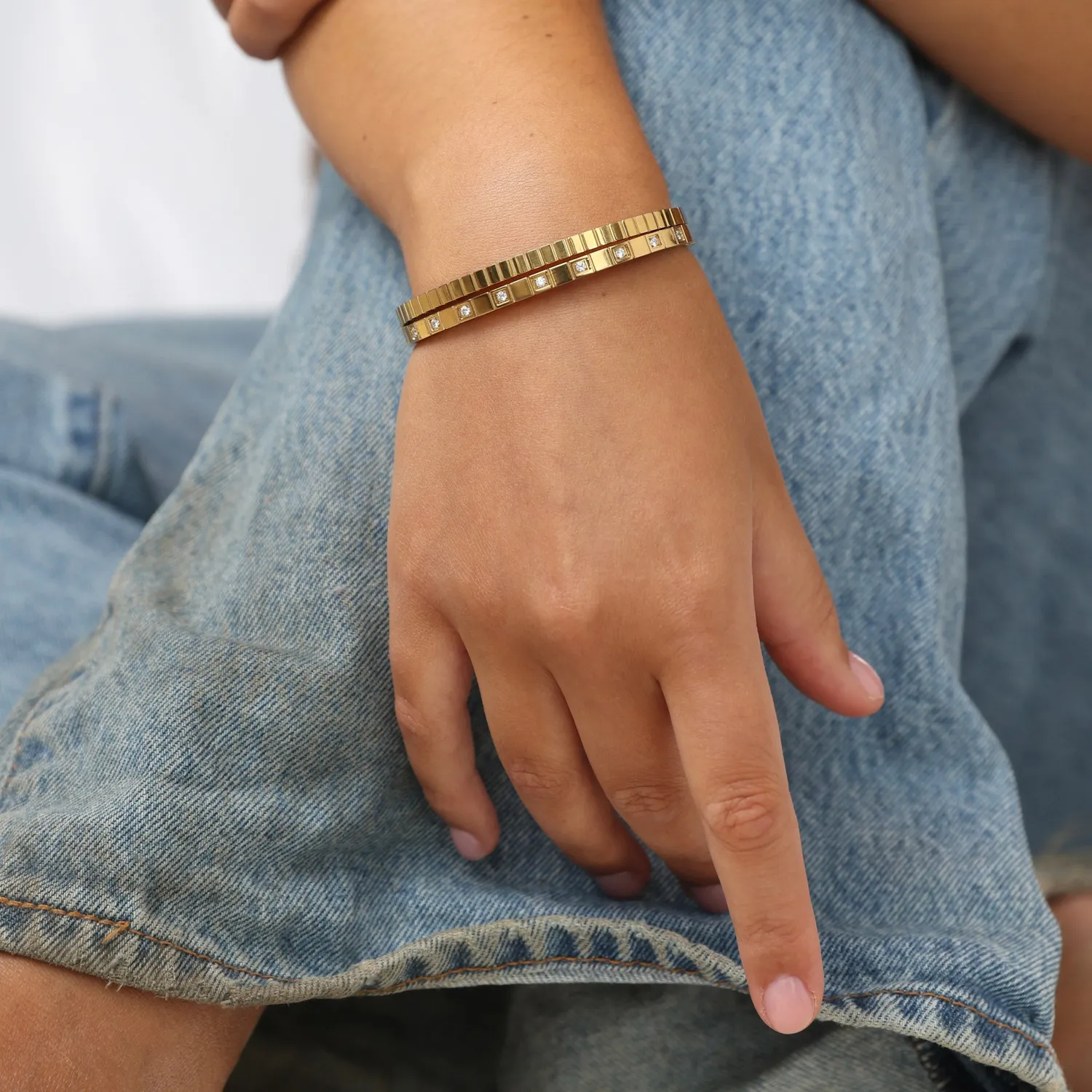 TIMI OF SWEDEN Meg krystal armring armbånd sølv