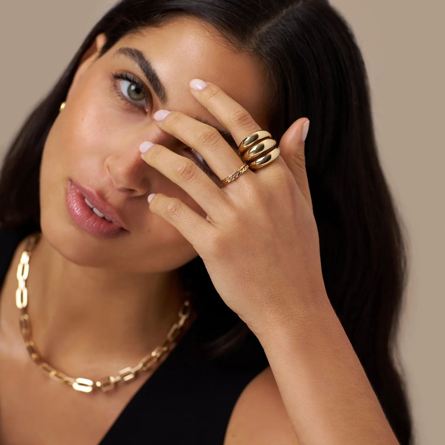 Orelia Polished Triple Domed ring guld blank