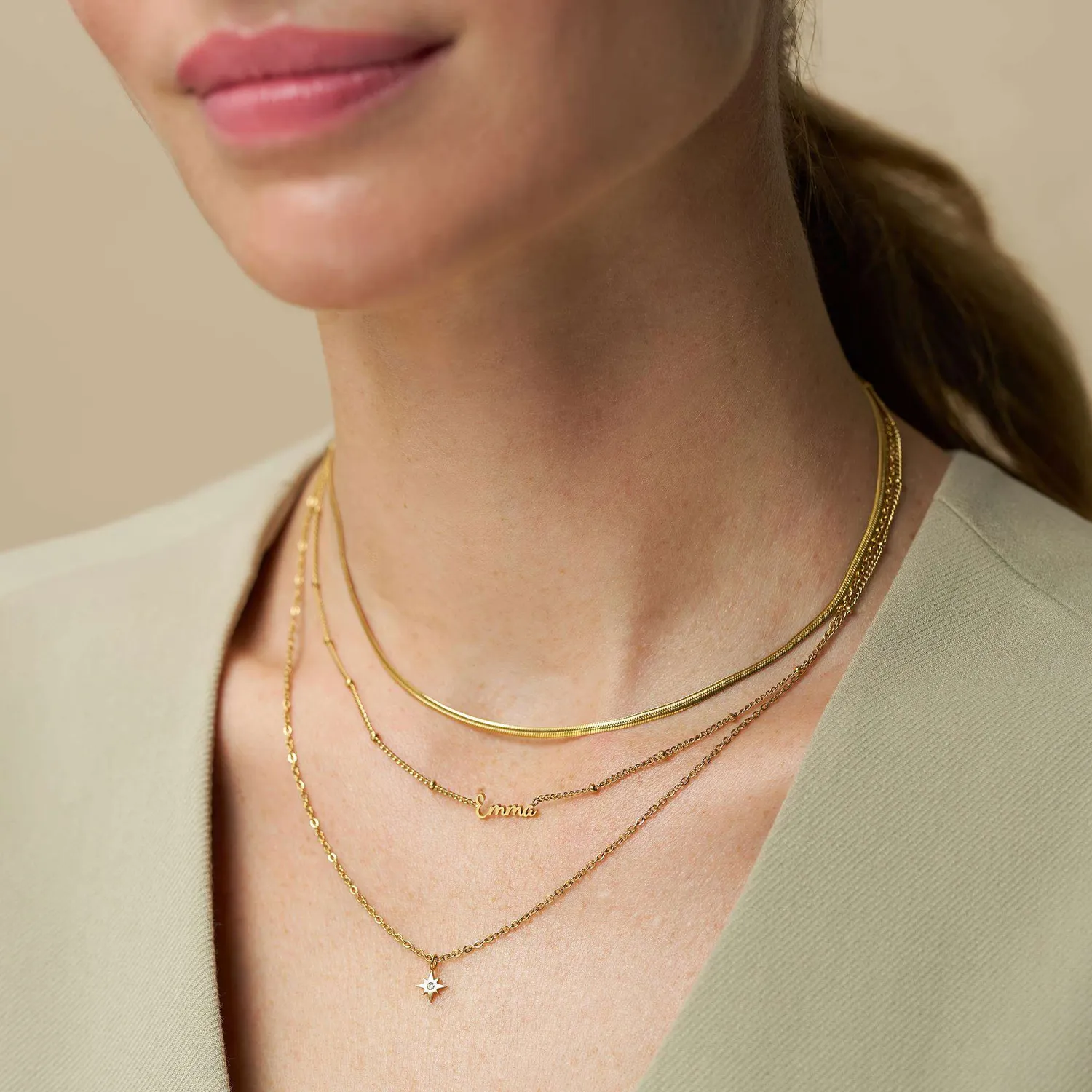Orelia LUXE Personalised Multi-Row Name halskæde guld