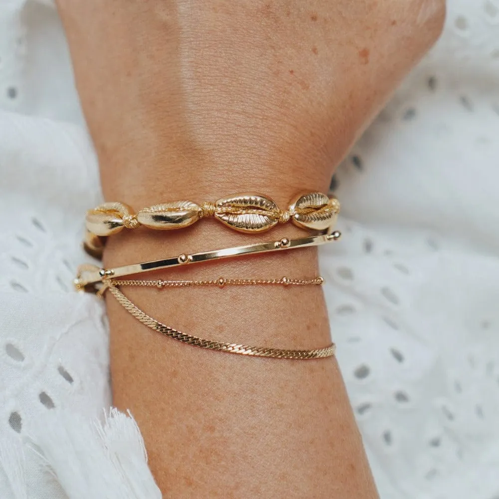 Orelia Satellite Flat Curb armbånd guld duo