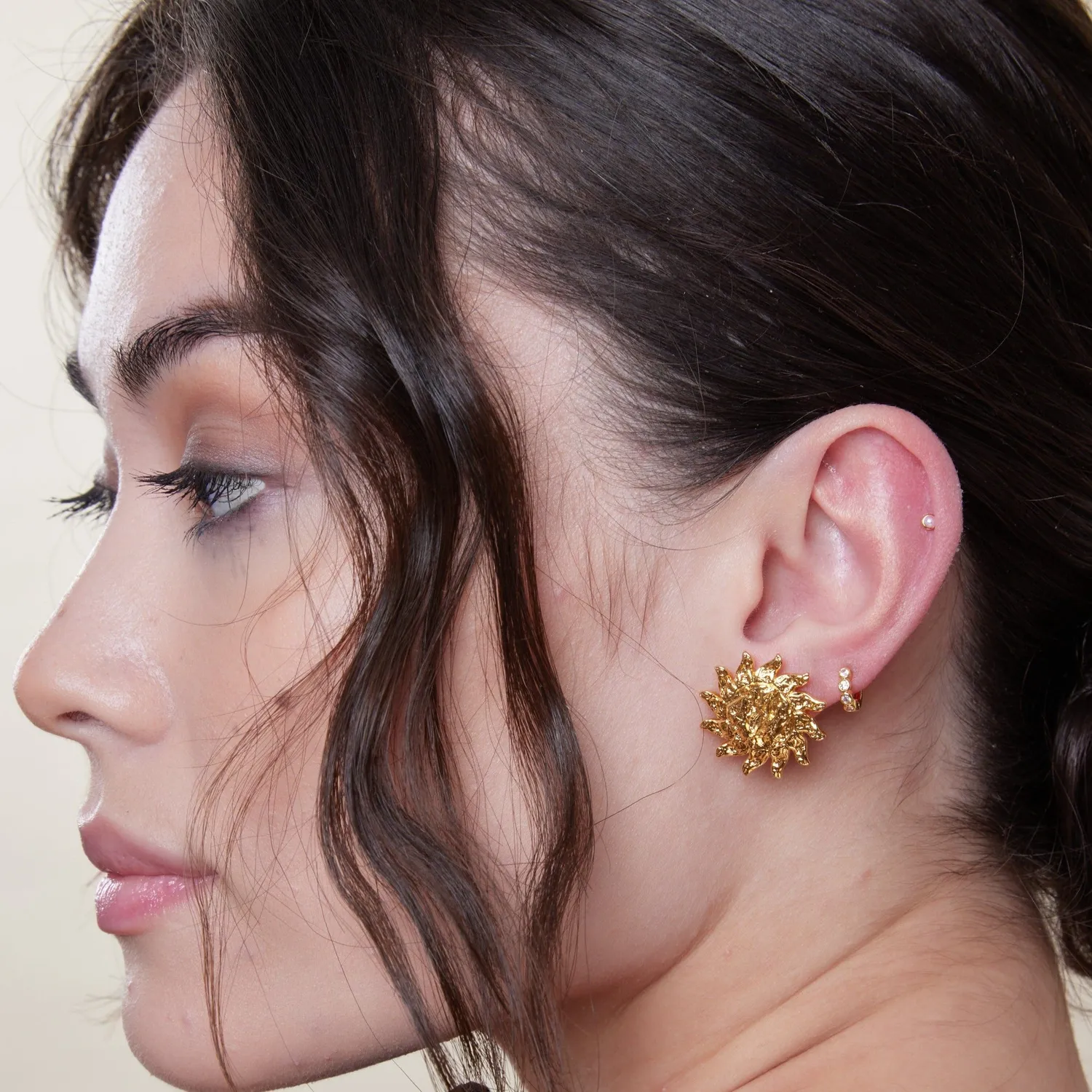 Orelia Tiny Pavé Micro Hoop øreringe guld pavé