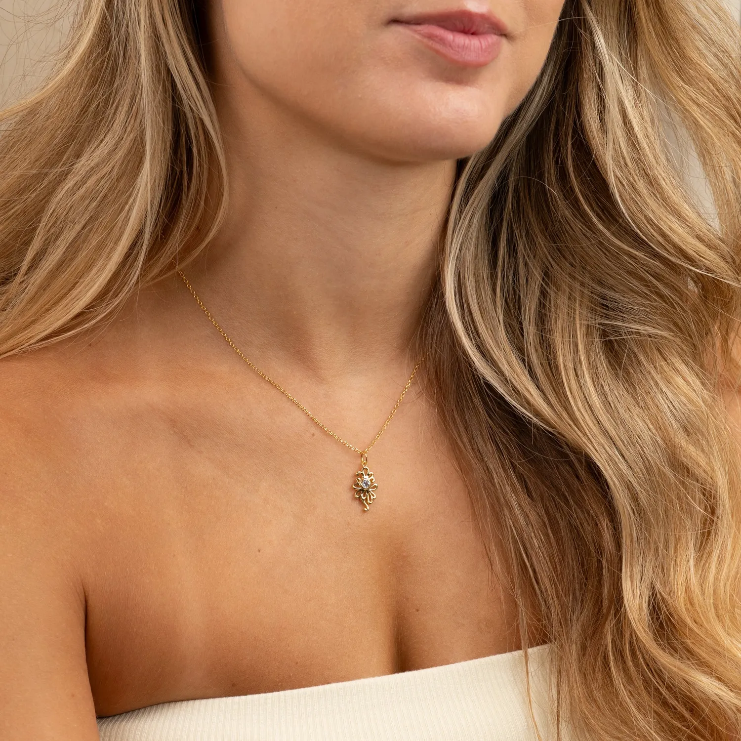 Sisi Copenhagen Solea Blue Topaz vedhæng forgyldt blå topas