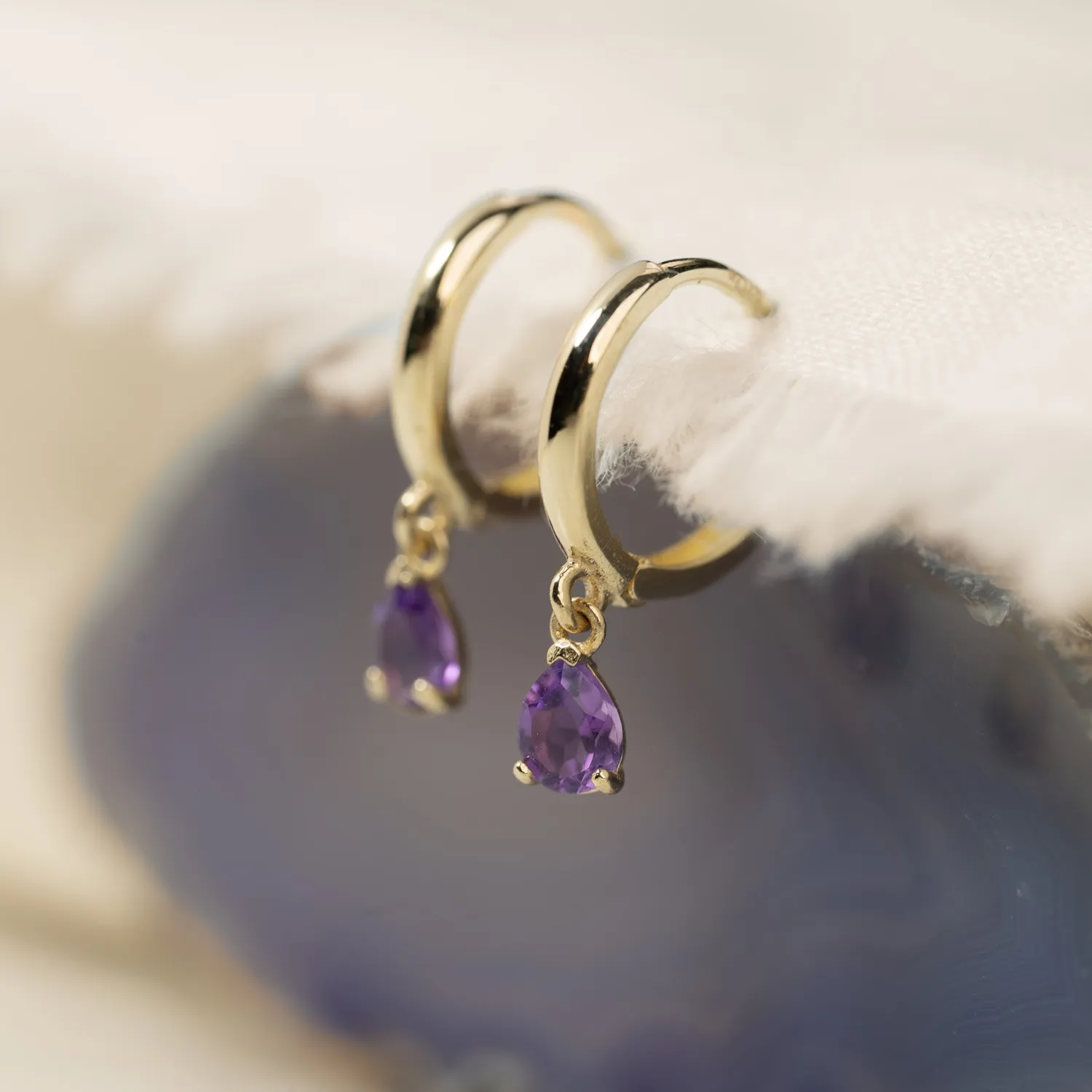 Sisi Copenhagen Paula Purple Amethyst øreringe par 9kt guld