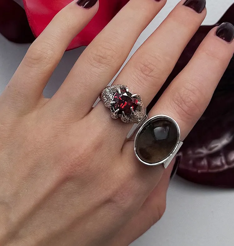 Wos Agnes ring 925 sølv rødt hjerte