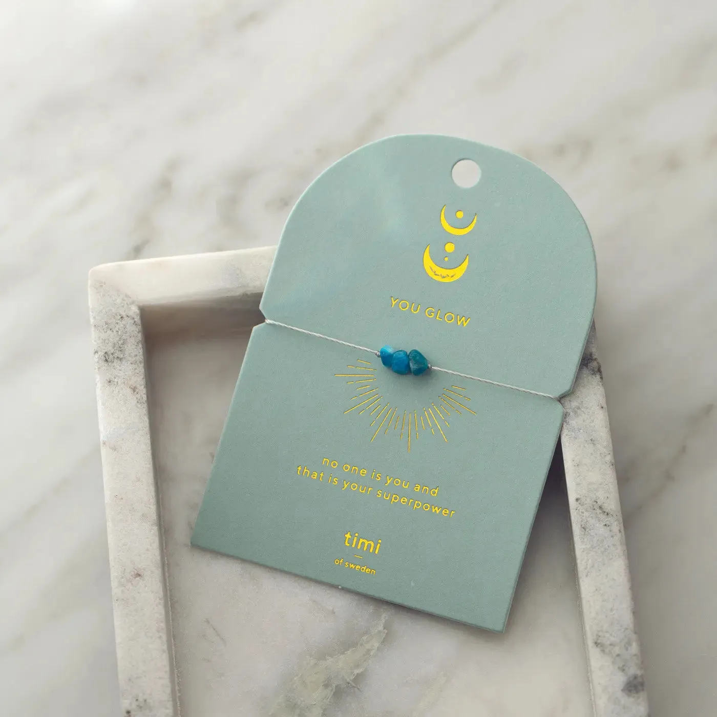 TIMI OF SWEDEN blå apatit chip armbånd justerbar