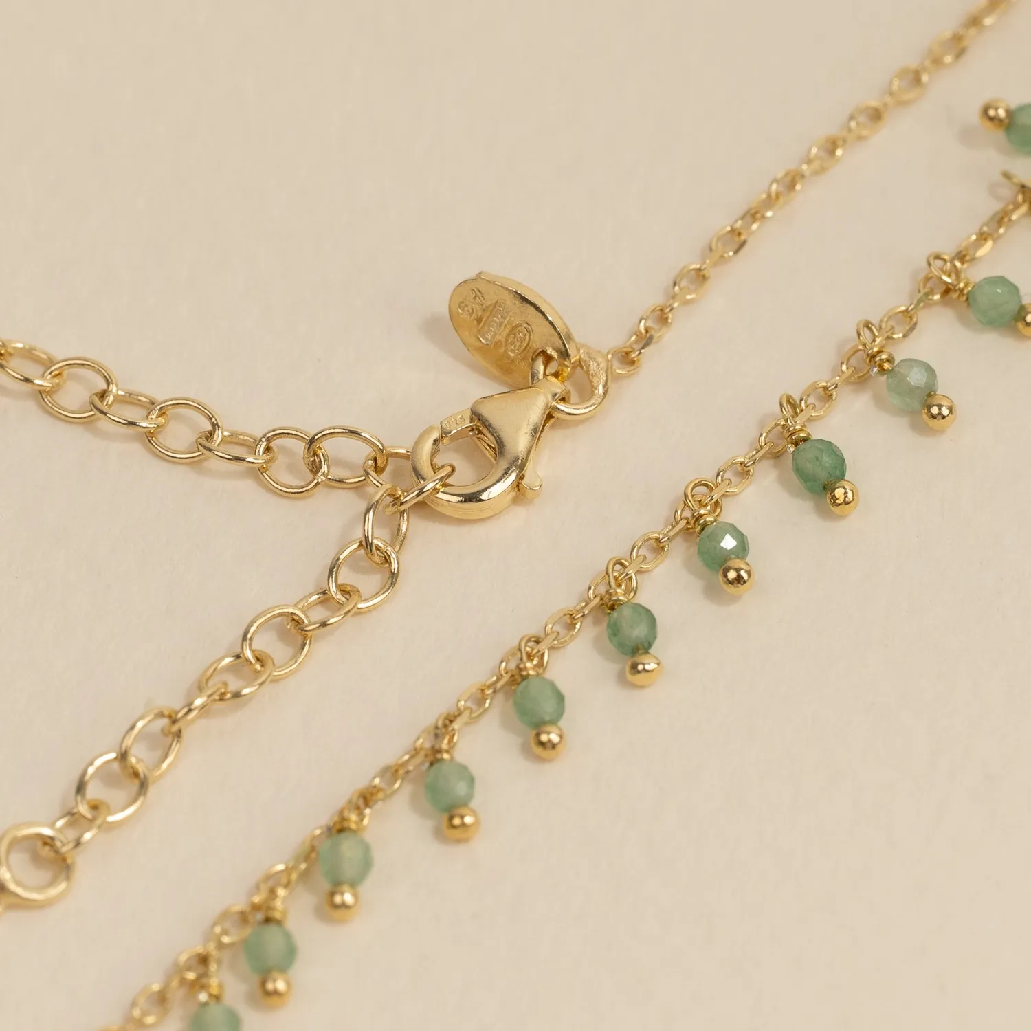 Sisi Copenhagen Sienna Green Aventurine halskæde forgyldt grøn